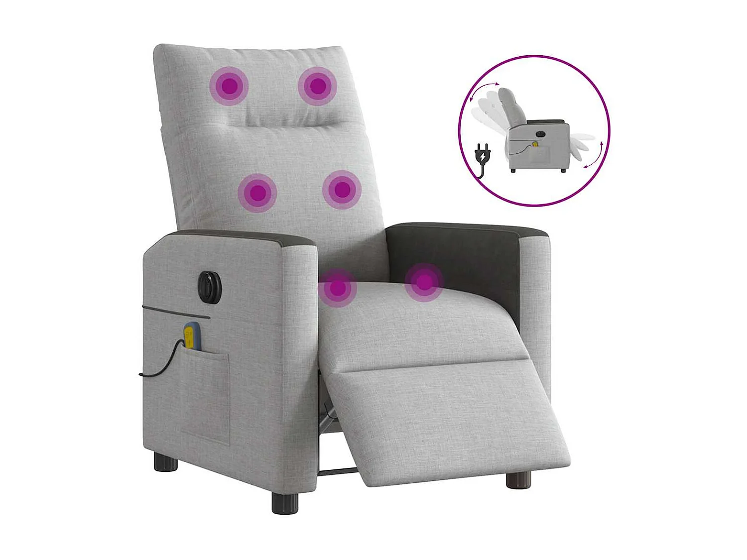 Fauteuil inclinable électrique-Fauteuil de massage de Salon gris nuage tissu SHL1932