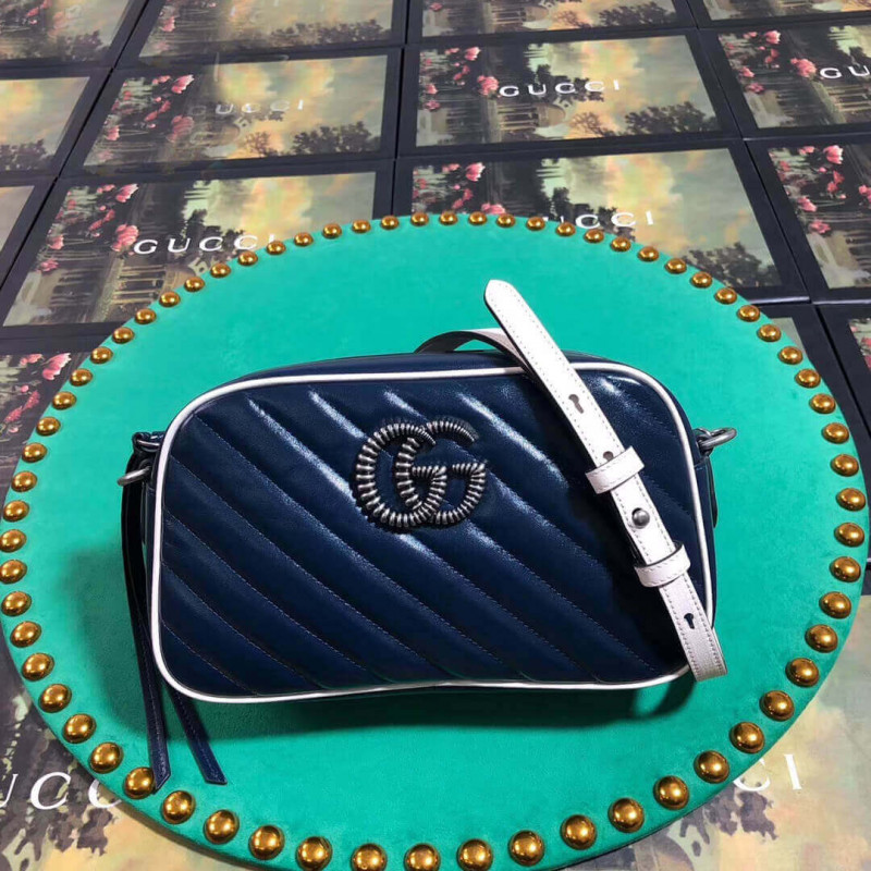 Replica Gucci Gg Marmont Small Shoulder Bag 447632 Blue1:1High-quality replica