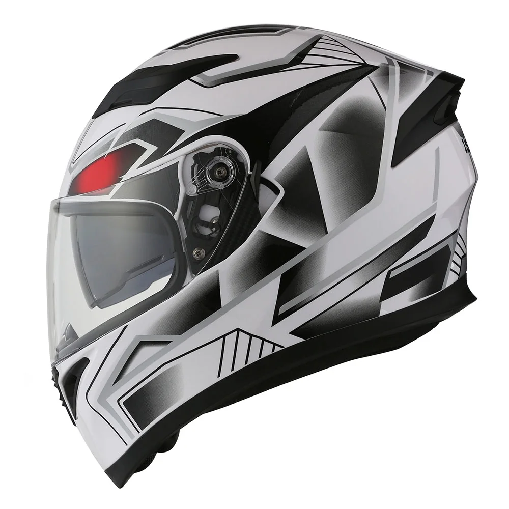 1Storm Motorcycle Modular Full Face Flip up Dual Visor Helmet + Spoiler + Motorcycle Bluetooth Headset: HJK316 Mechanic Red - Image 29