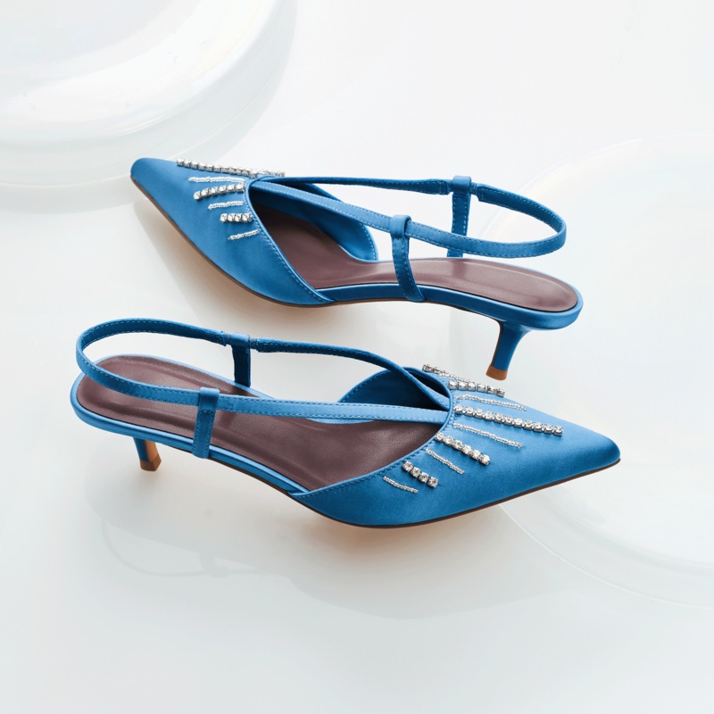 Satin and Rhinestone Slingback - MIDNIGHT VELVET CATALOG