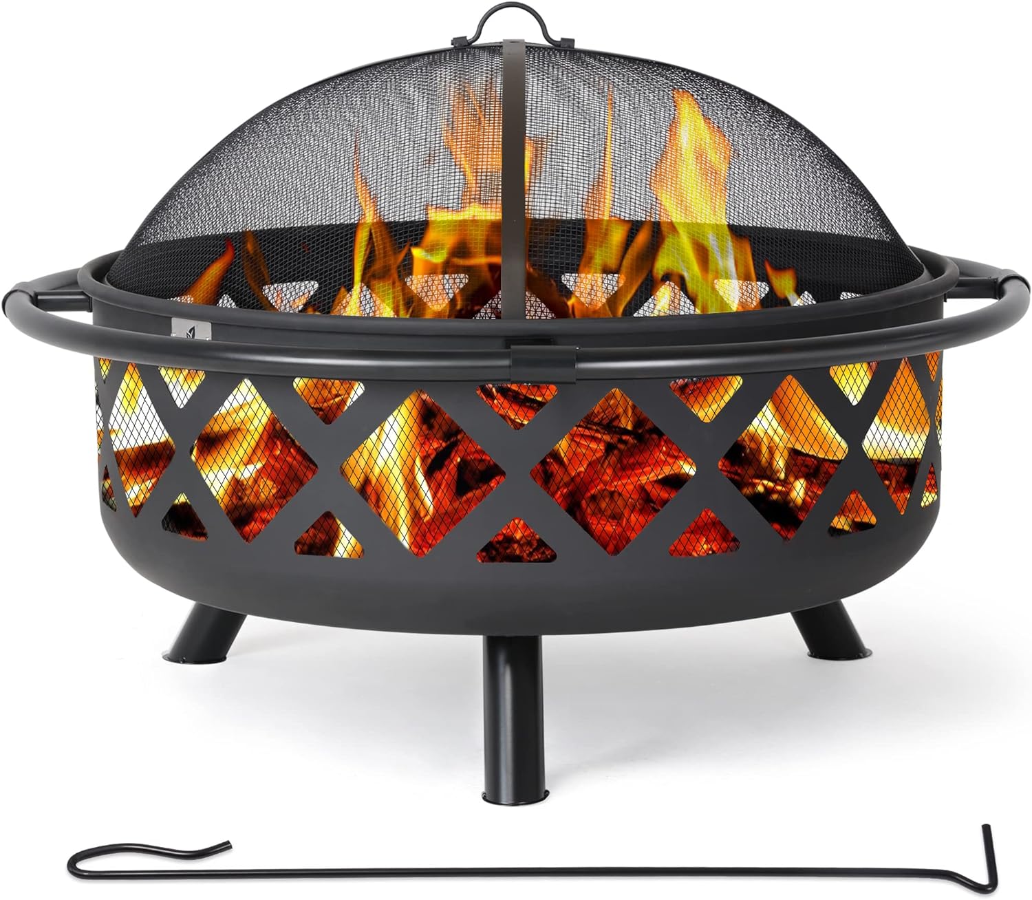 SUNCREAT 42-Inch Wood Burning Patio Fire Pit, Black, 42.1 Inch Diameter x 25.2 Inch High - Image 8 SUNCREAT 42-Inch Wood Burning Patio Fire Pit, Black, 42.1 Inch Diameter x 25.2 Inch High - Image 8