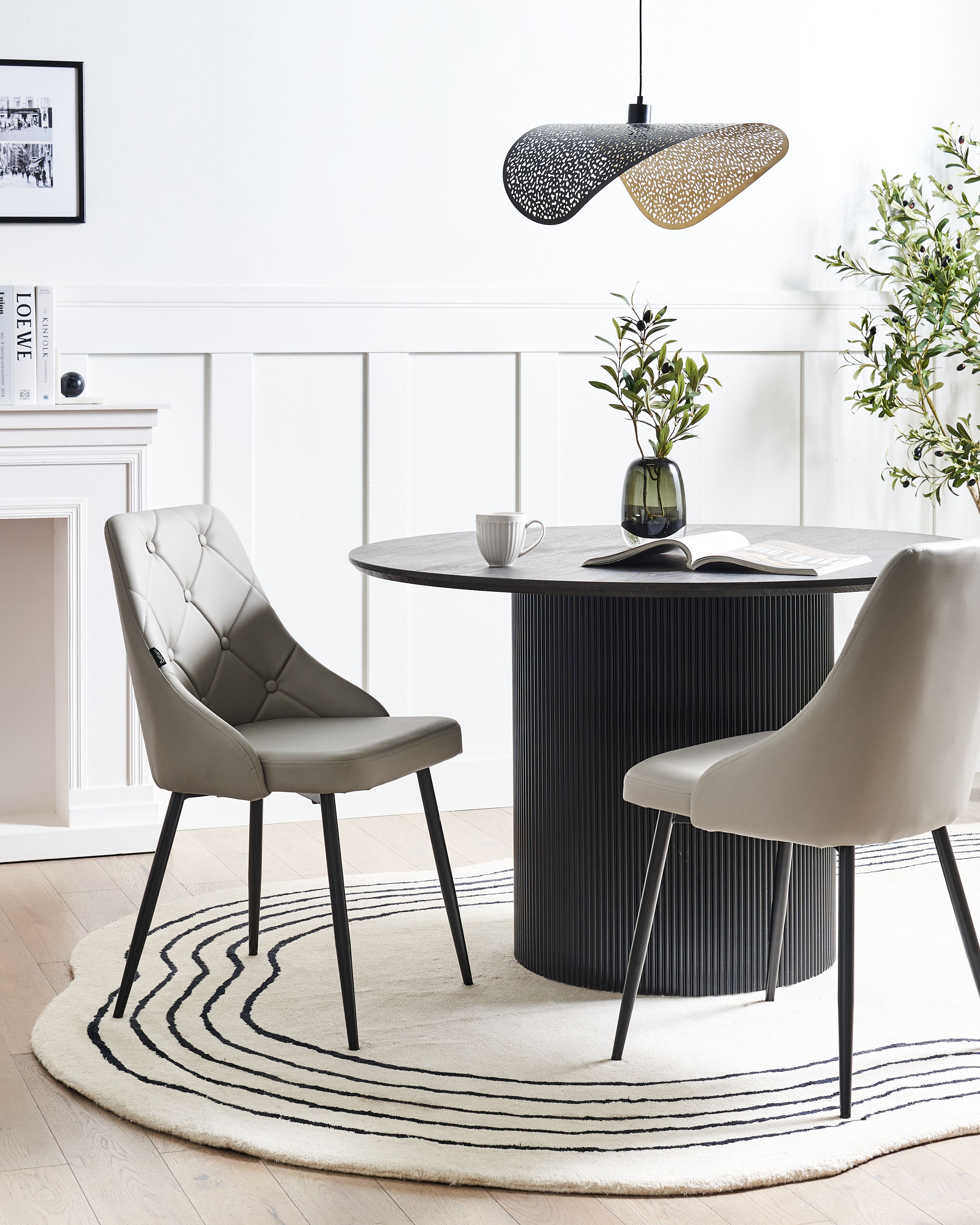 Set of 2 Dining Chairs VALERIE Faux Leather Light Grey