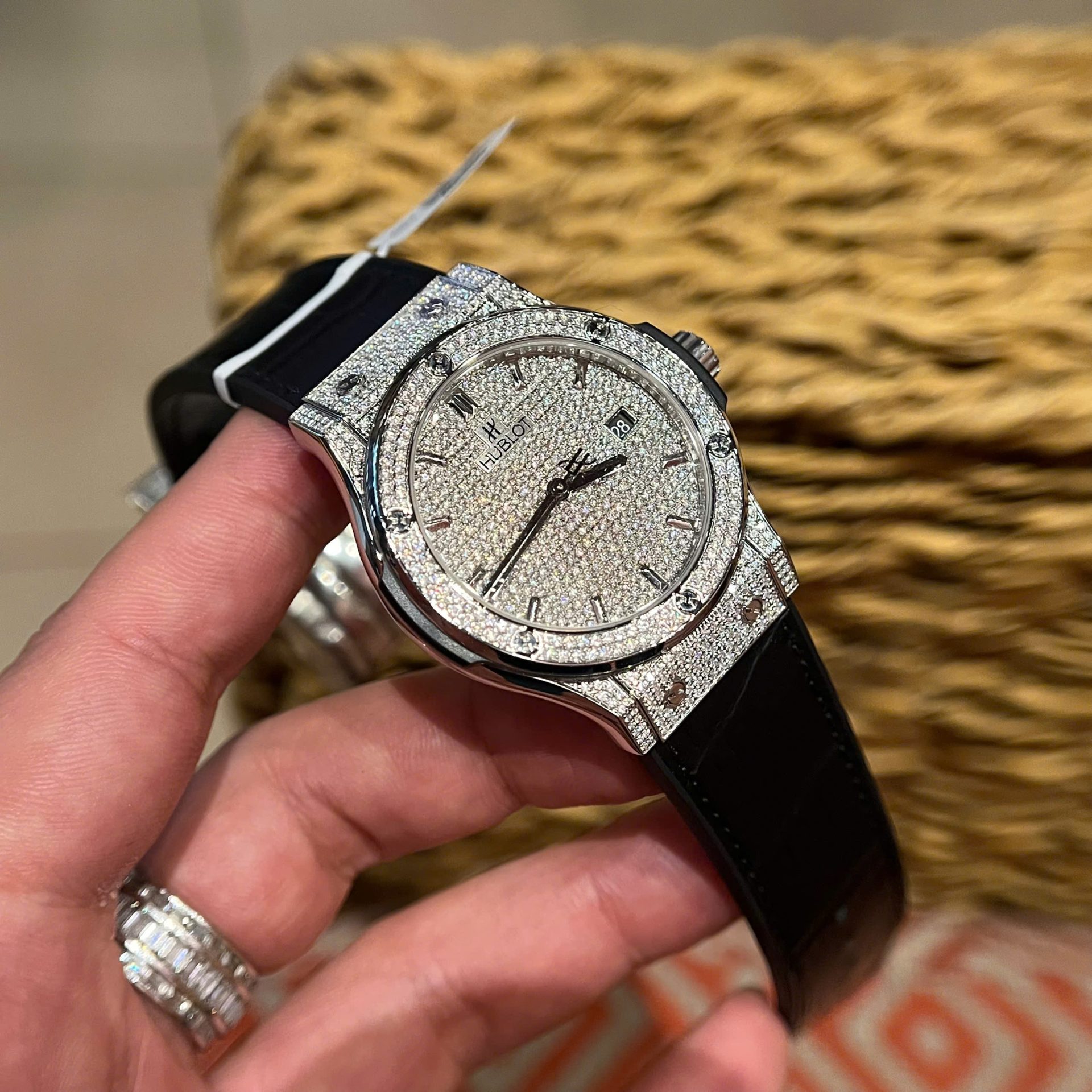 Hublot Classic Fusion Titanium Diamonds Pav�� Customs Full Moissanite Imitation Luxury Watches 42mm - Top club