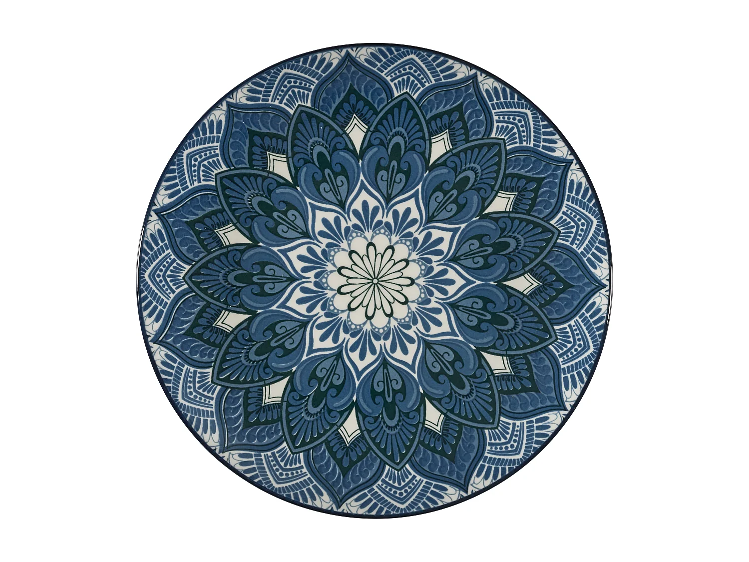 Service Vaisselle - HOME DECO FACTORY - Mandala - 12 Pièces - Bleu