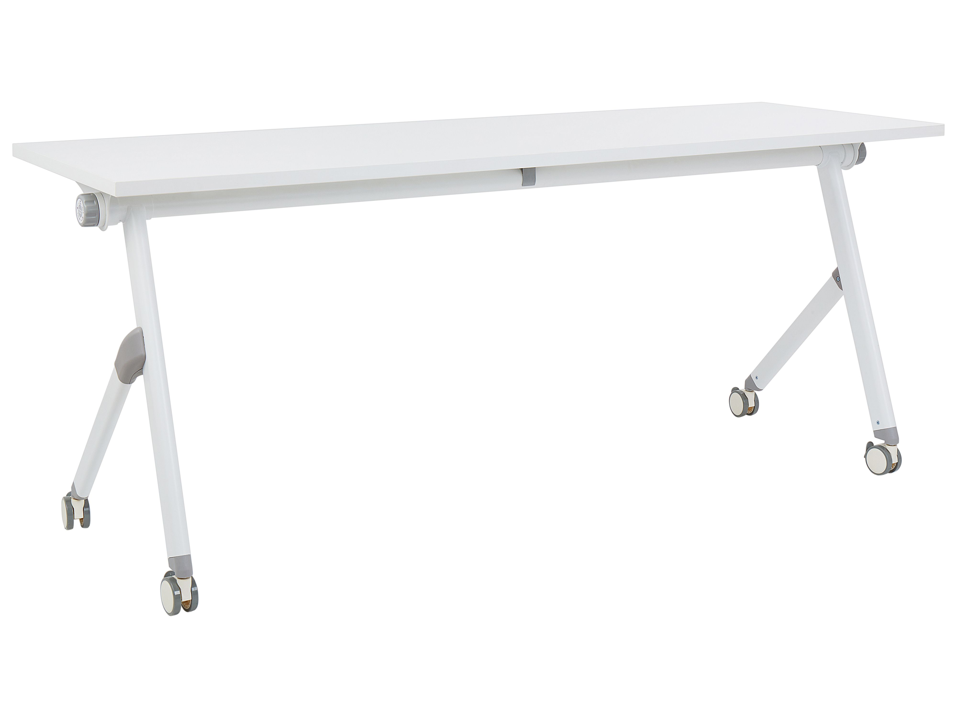 Foldable Office Desk BENDI White 180 cm 60 cm with Wheels