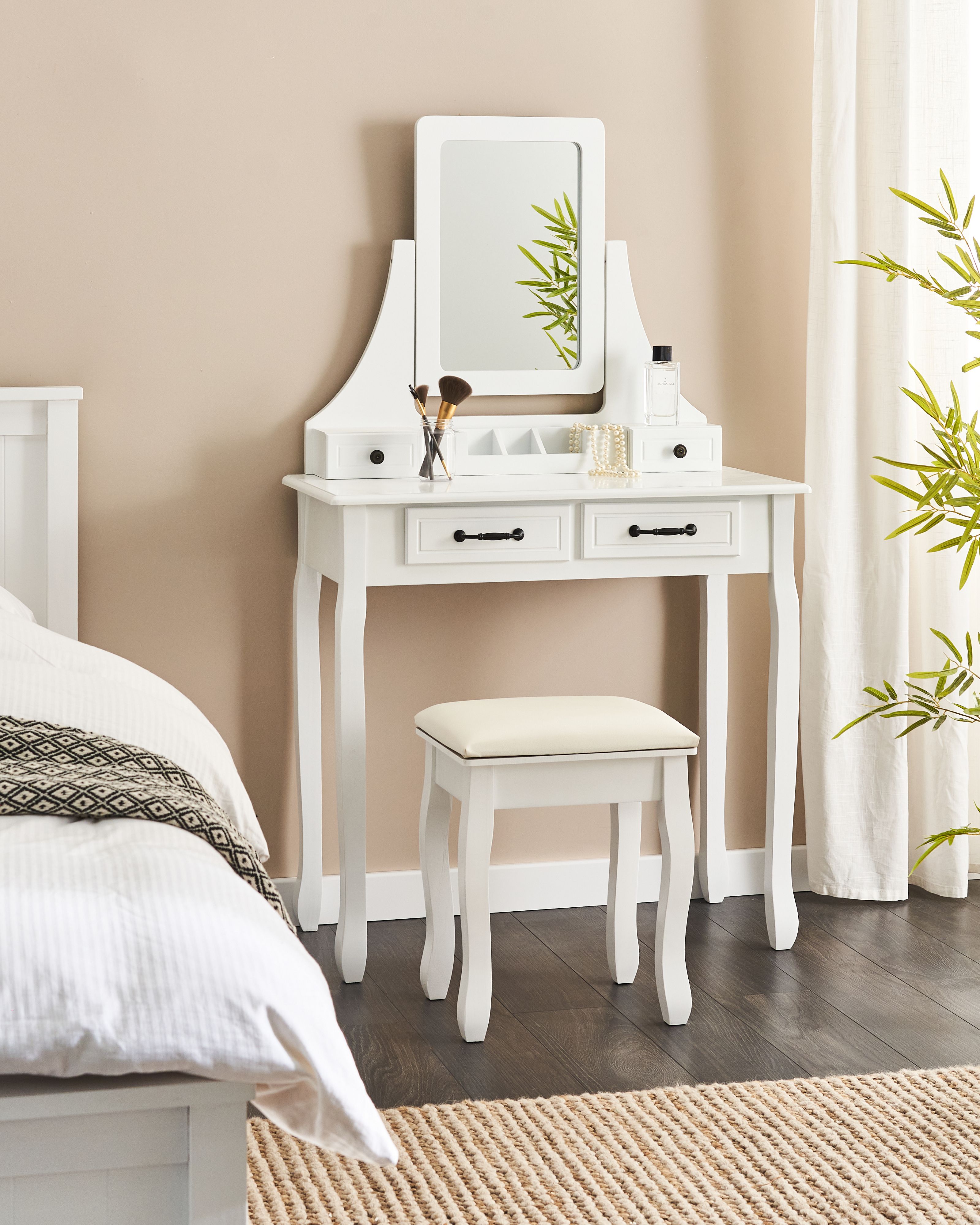Dressing Table with Mirror and Stool RAYON White
