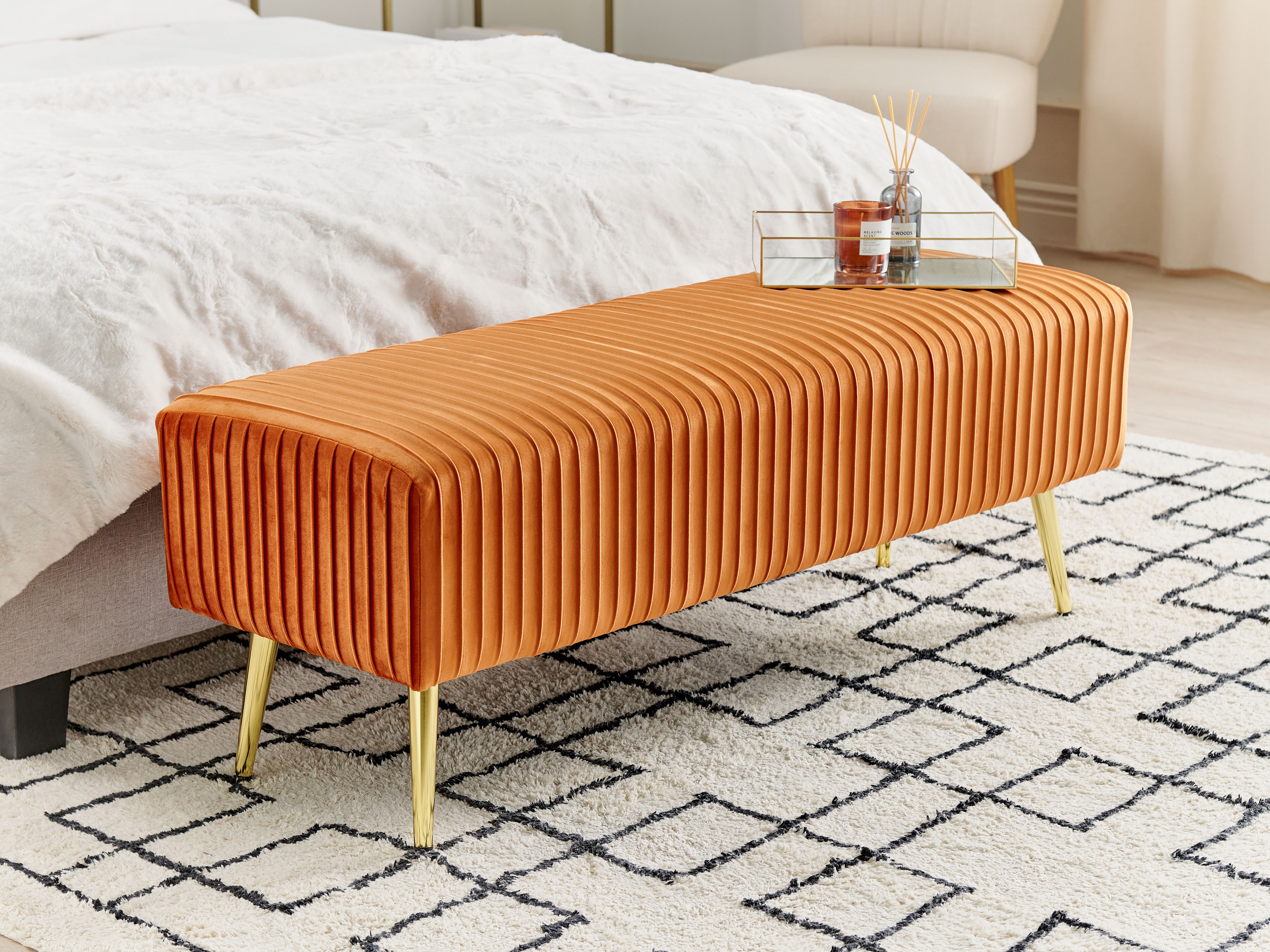Upholstered Bench PATERSON Velvet Orange