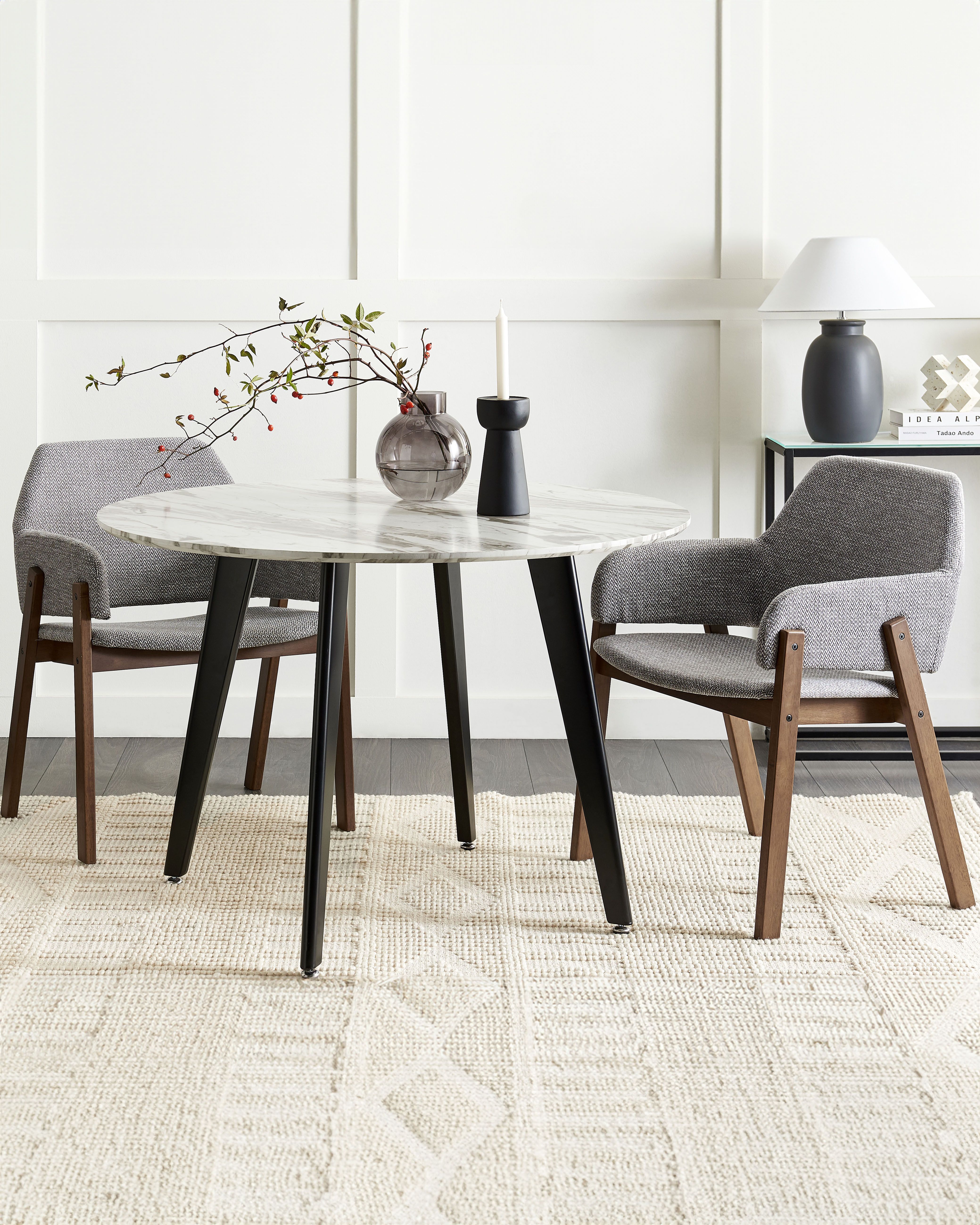 Set of 2 Dining Chairs ALBION Fabric Grey
