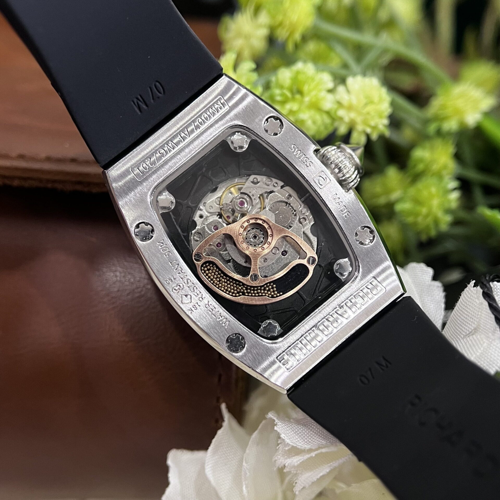Richard Mille Fake Watch RM007 Red Dial Rubber Strap 36mm - Top club
