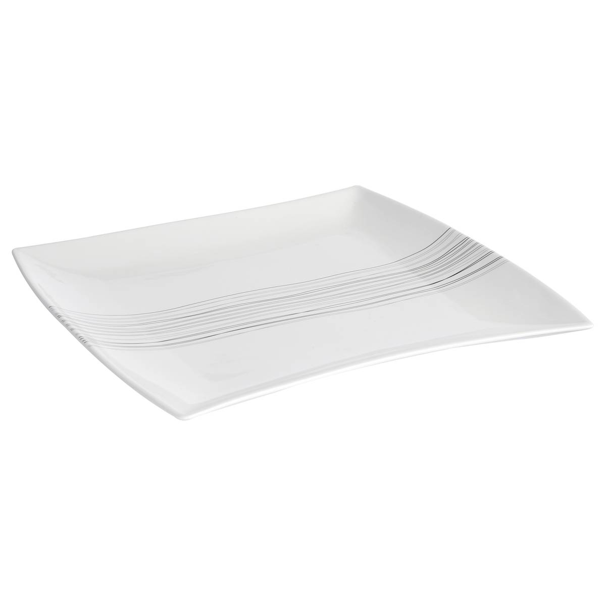 Set of 6 dinner plates "Lignes" 26x23 cm, White