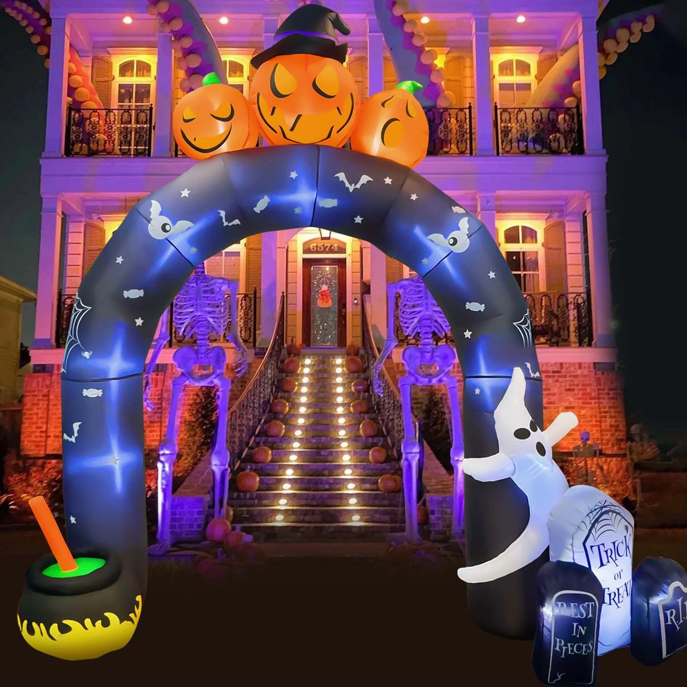 GVDV 10 FT Halloween Inflatables Archway Outdoor Decorations, Scary Halloween Arch Blow Up Yard Decorations for Front Yard Lawn Garden Decor - Image 5 GVDV 10 FT Halloween Inflatables Archway Outdoor Decorations, Scary Halloween Arch Blow Up Yard Decorations for Front Yard Lawn Garden Decor - Image 5