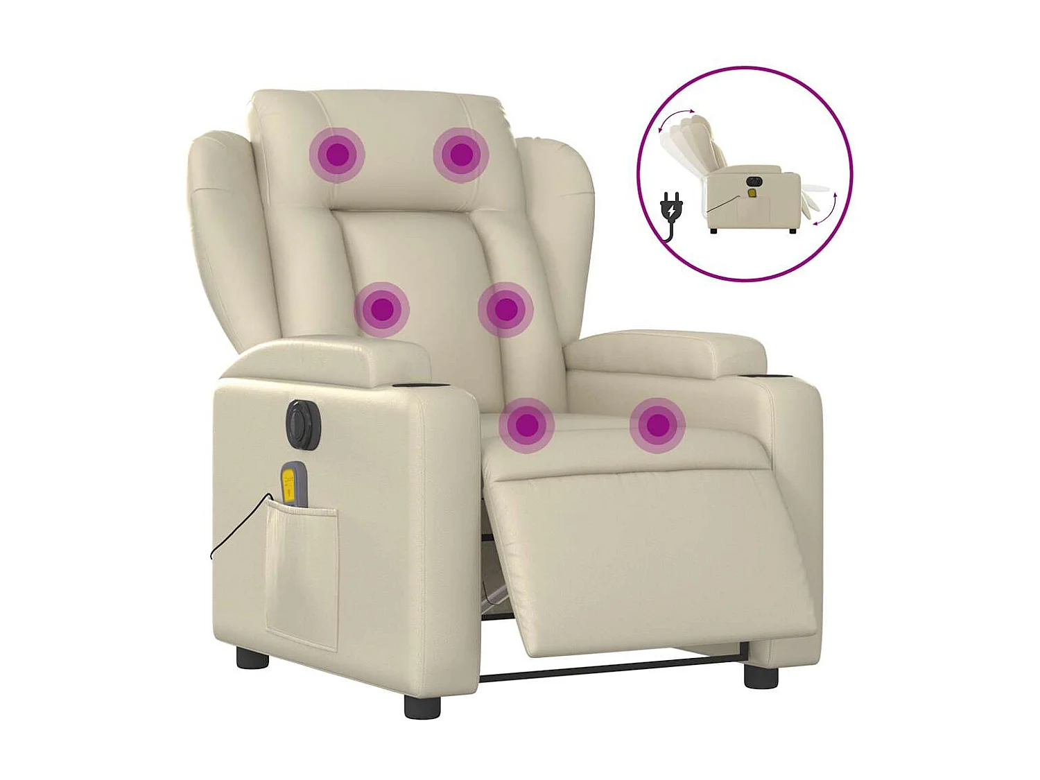 Fauteuil inclinable électrique-Fauteuil de massage pour Salon crème similicuir SHL2890