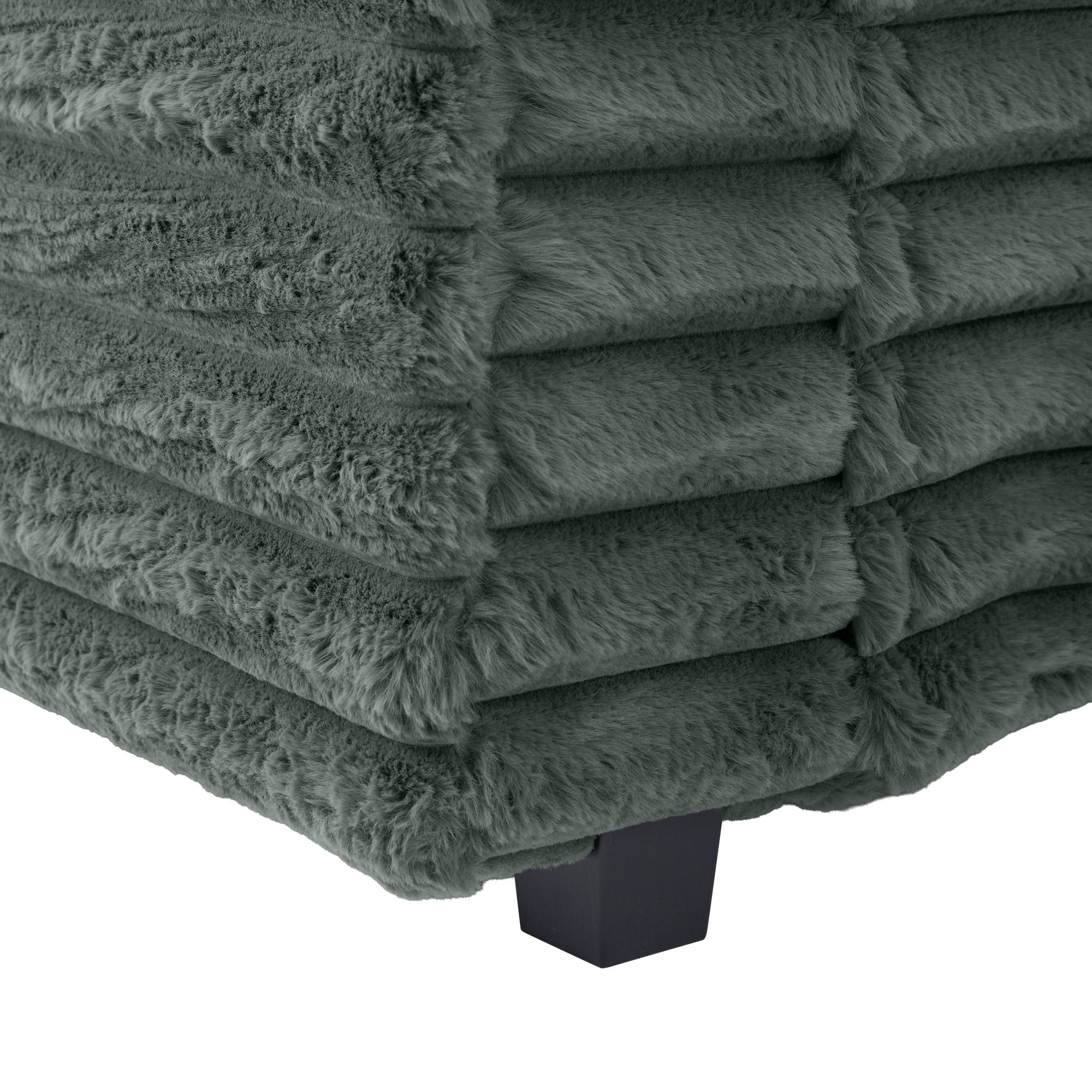 Oversized Double Chaise Lounge, Faux Fur Upholstered Deep Seat Sofa with 2 Pillows, 2 Cupholders, and Dual USB Ports - Image 53
