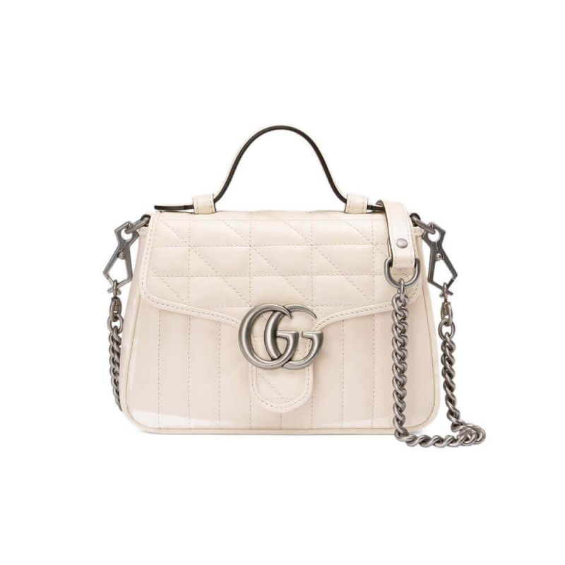 Replica Gucci Gg Marmont White Matelasse Leather Mini Top Handle Bag 5835711:1High-quality replica