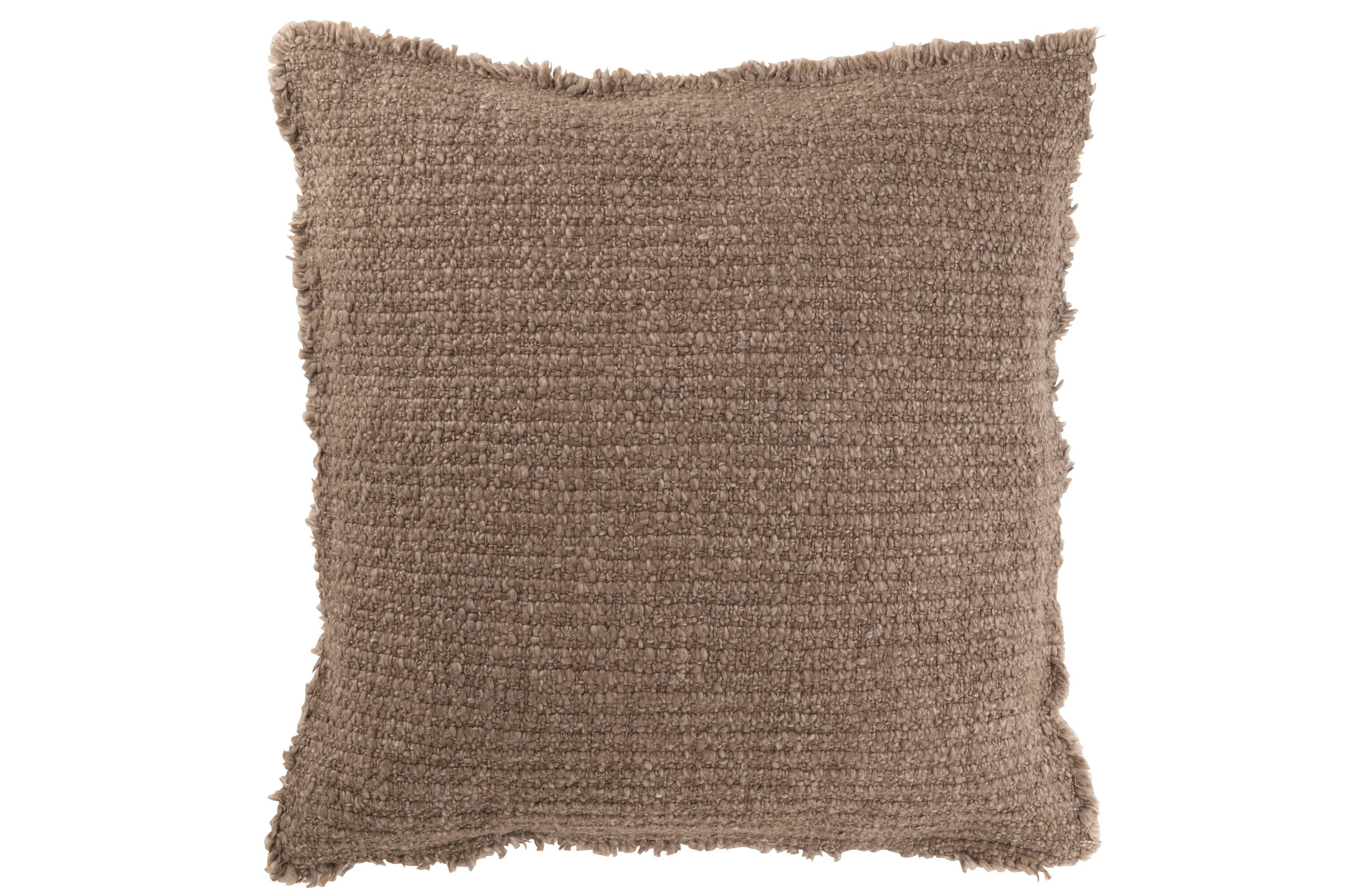 J-Line kussen Gerafelde Randen - katoen polyester - taupe