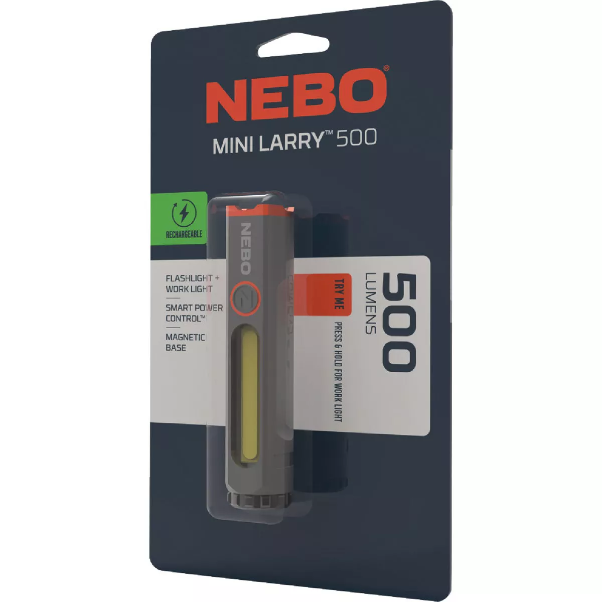 Nebo Mini Larry 500 LED Rechargeable Compact Flashlight & Worklight