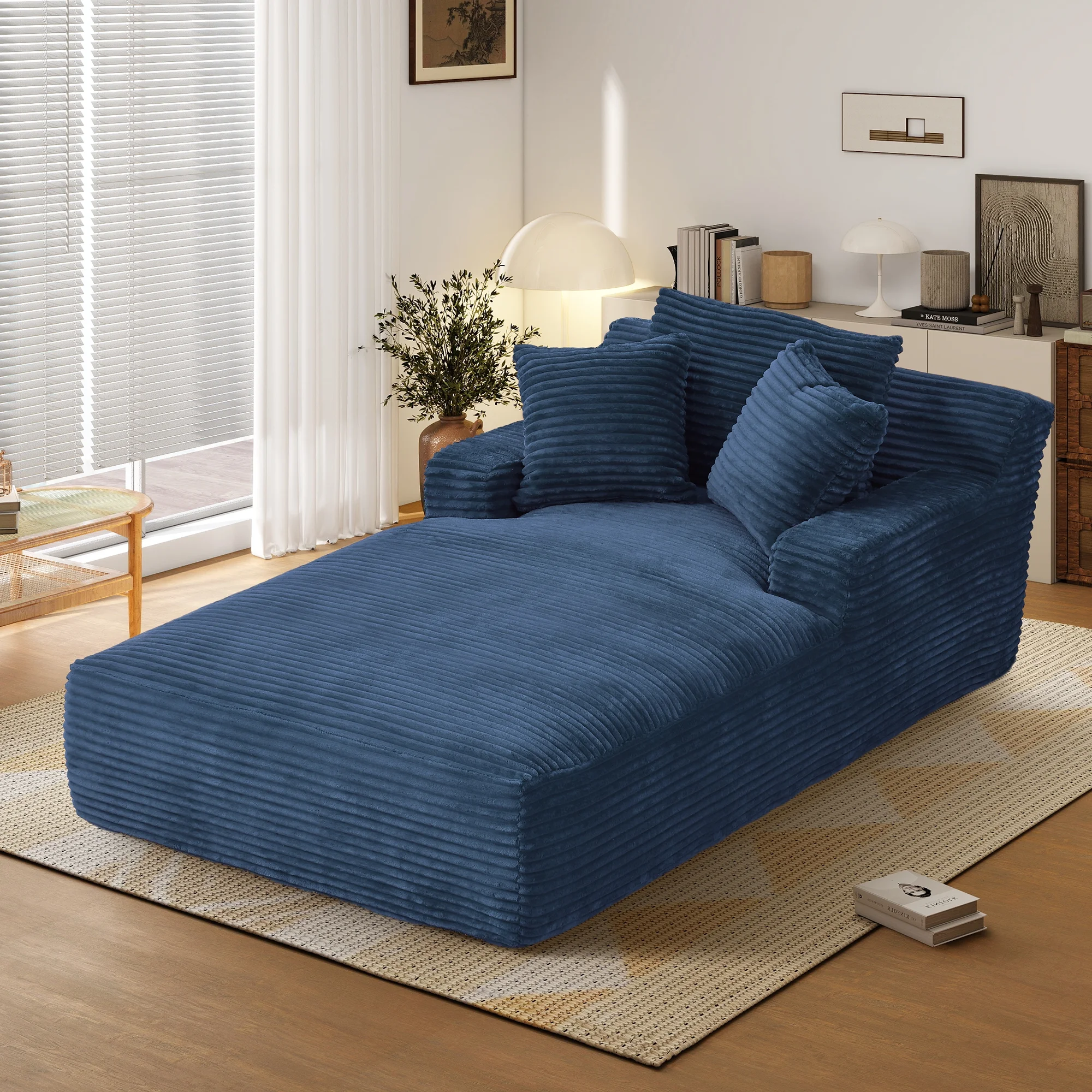 Aukfa 78.7" Extra Long Chaise Lounge Sofa, Oversized Upholstered Couch with 3 Pillows for Indoor Living Room/Bedroom,Orange - Image 49