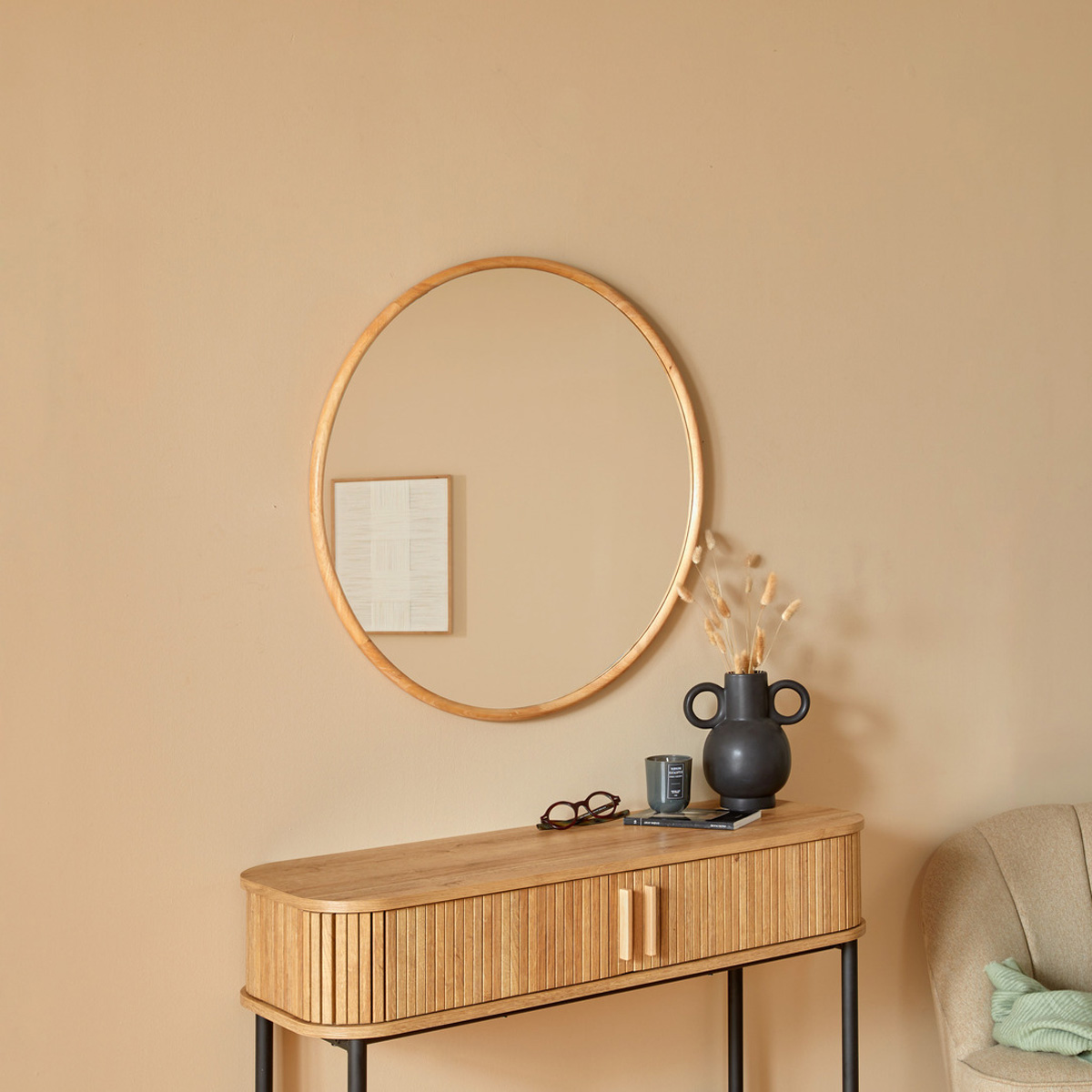 Mirror "Kim" Brown, D.75 cm