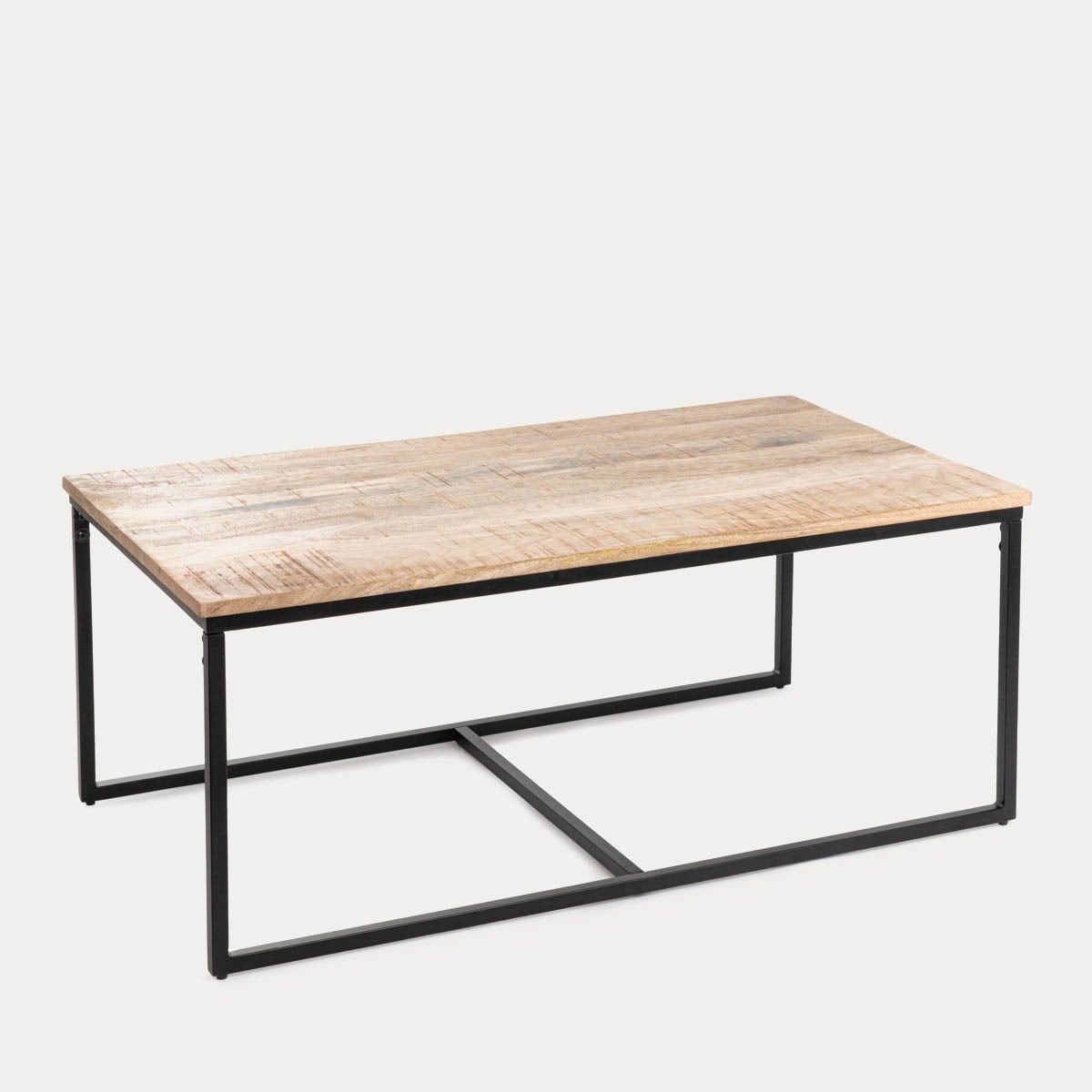 Zestaw stolików kawowych MAYA lite drewno mango + metal 110x60x45 cm/50x50x40cm