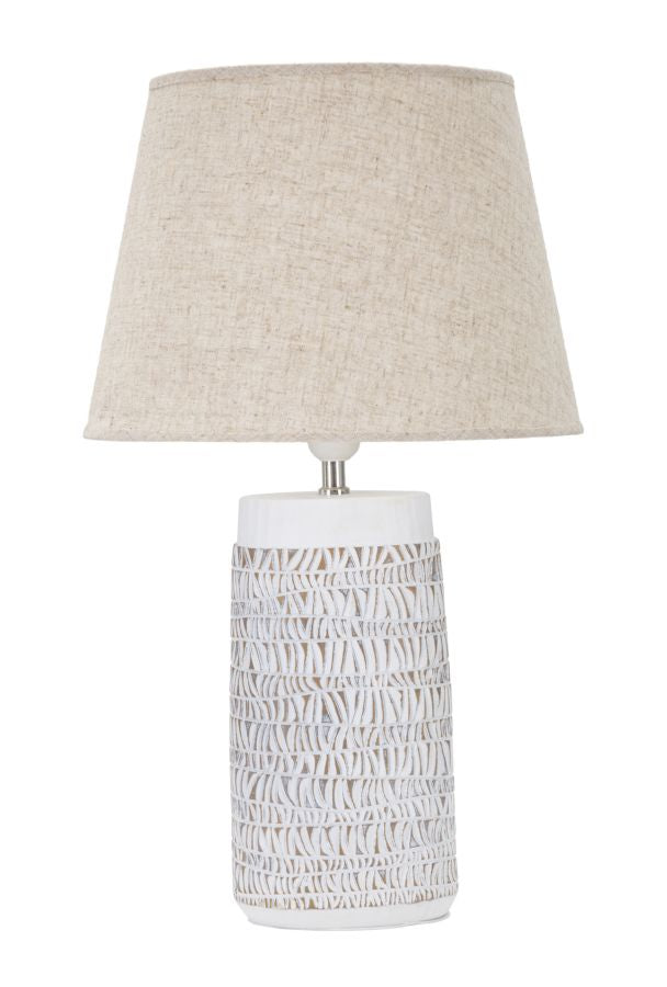 Mauro Ferretti Nairobi Tafellamp in witte hars met beige kap