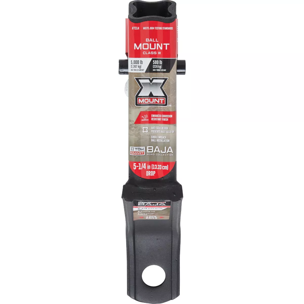 TowSmart Baja X-Mount Class III 5-1/4 In. Drop Hitch Ball Mount, 5000 Lb. Capacity