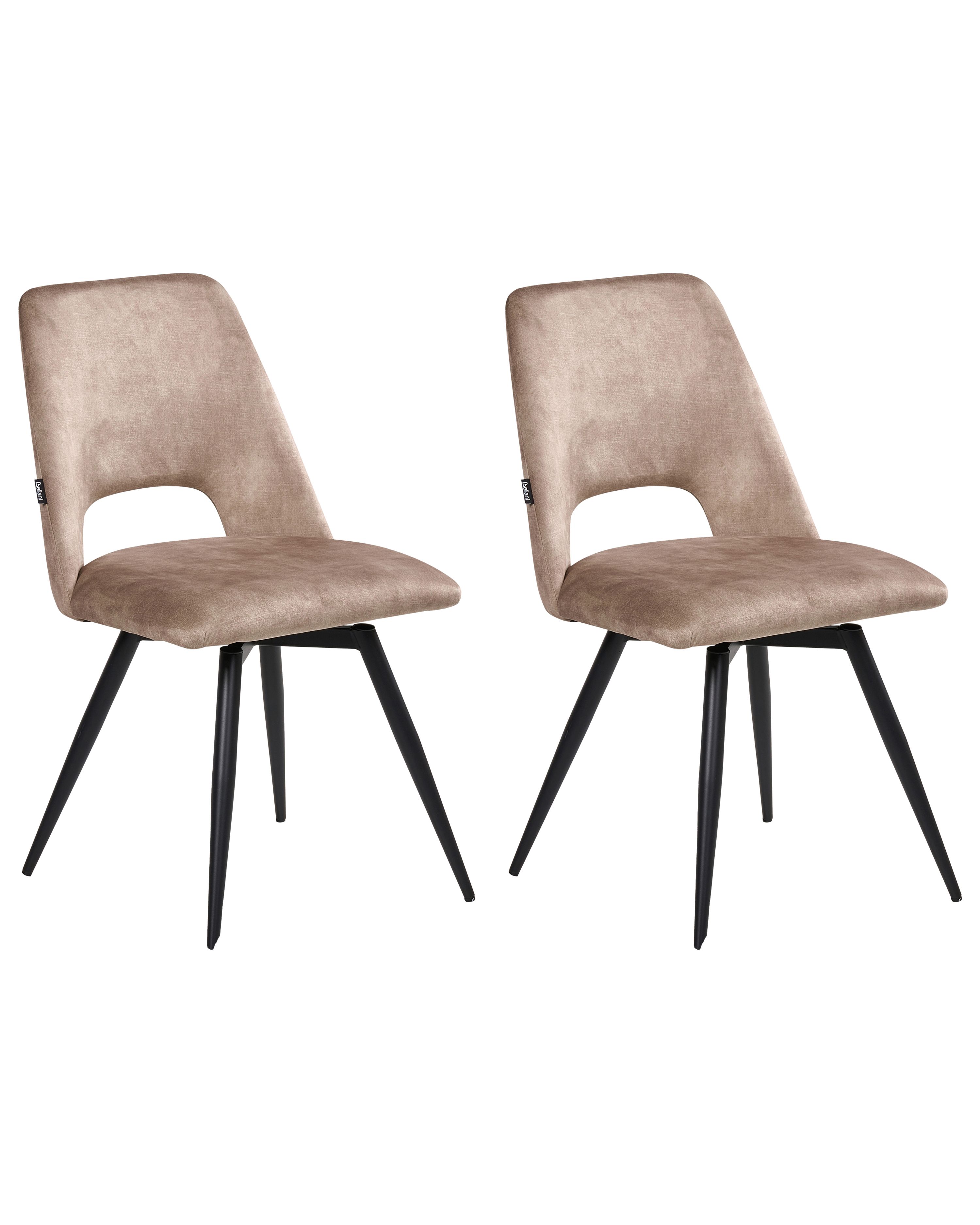 Set of 2 Dining Chairs Swivel HALLETT Velvet Beige