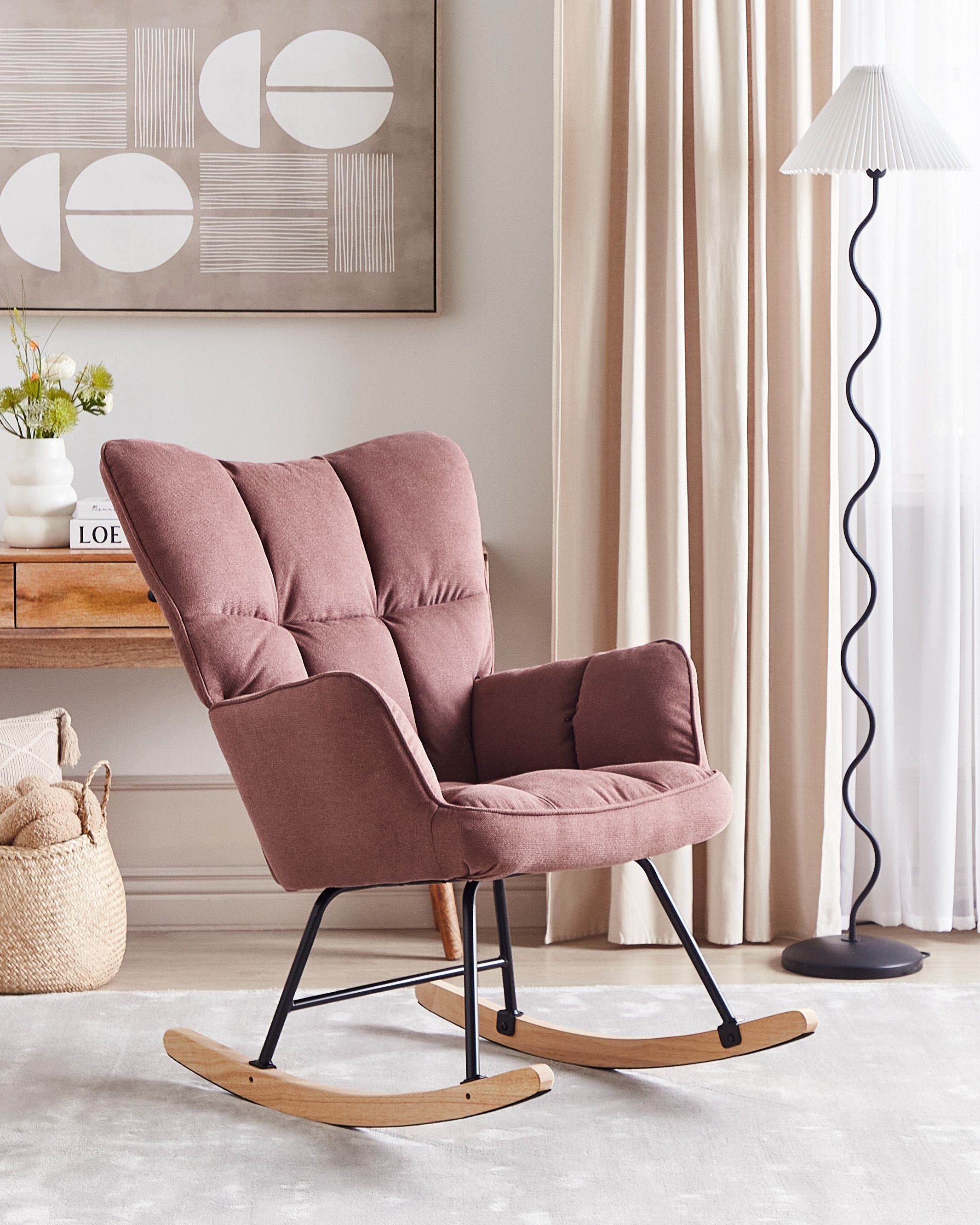 Rocking Chair OULU Fabric Pink