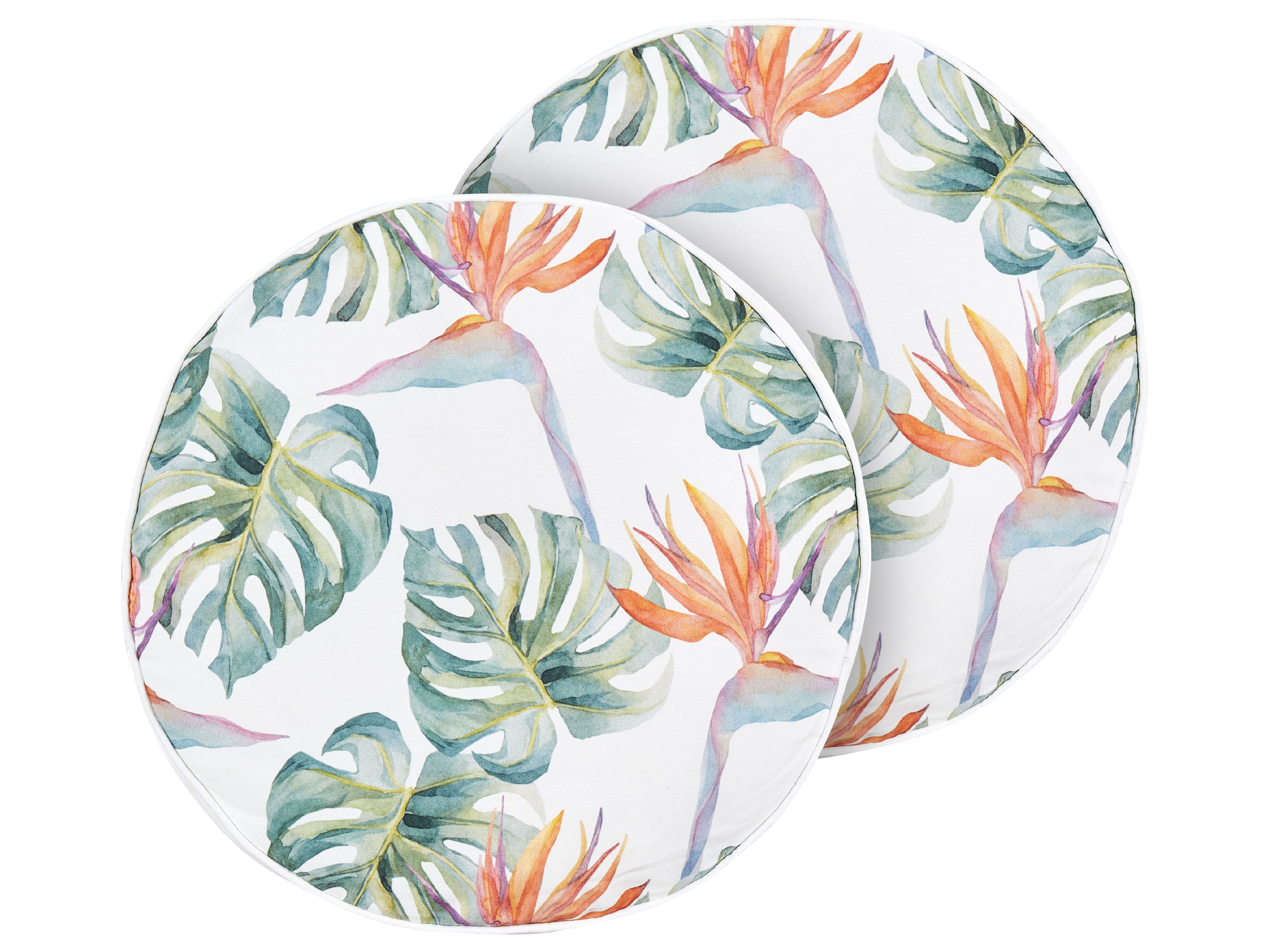 Set of 2 Outdoor Cushions TORRAZZO Plant Pattern 40 x 40 cm White