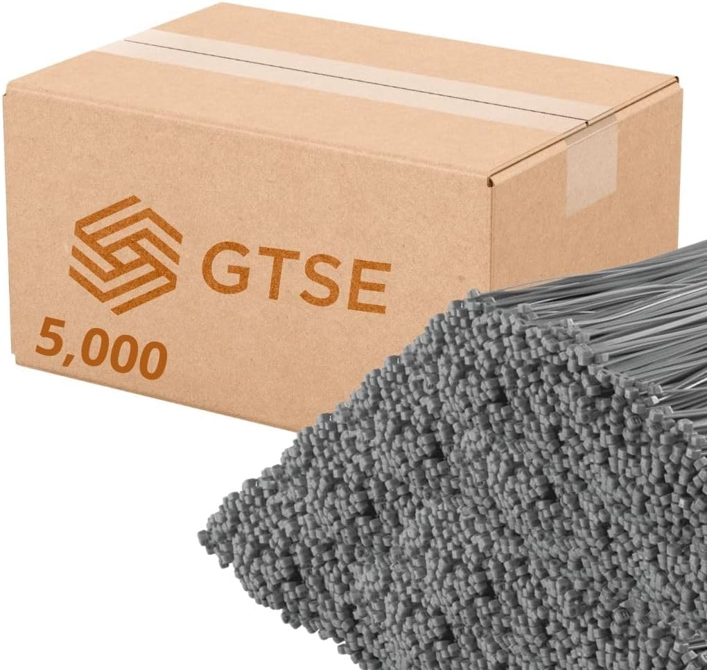 GTSE 14 Inch Silver/Gray Zip Ties  5 000 Bulk Pack  50lb Strength  UV Resistant Long Nylon Grey Cable Ties  Self-Locking 14