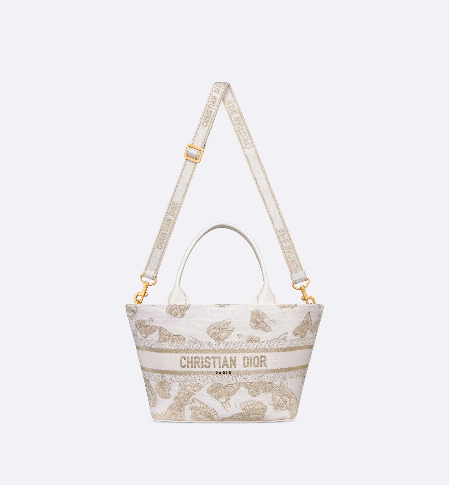 Christian Dior Hat Basket White And Gold-Tone Bag For Women M1328CECH_M01E- 10.5 Inches/ 27 Cm1:1High-quality replica