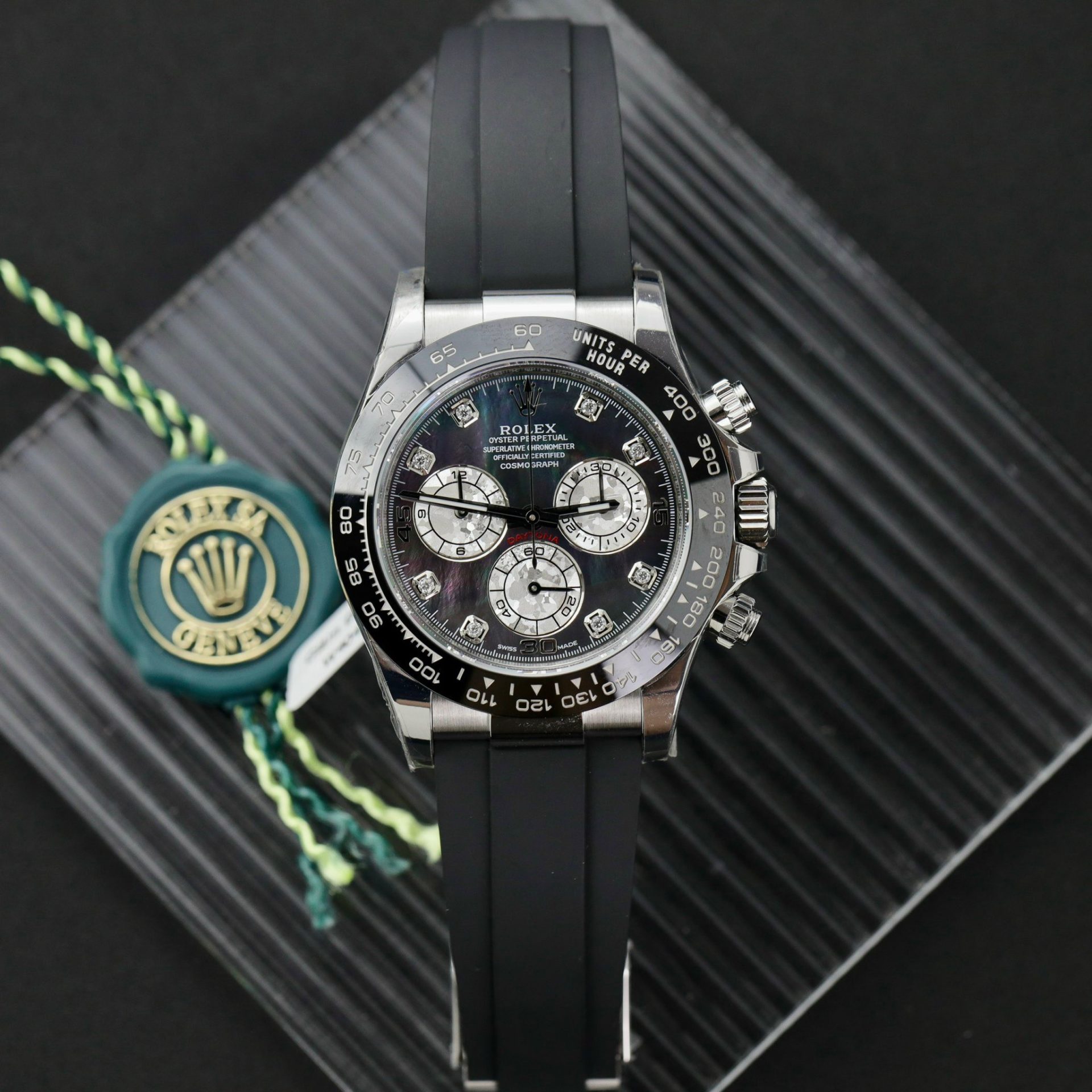 Rolex Replica Watch Daytona Dial Mother Of Pearl   Moissanite Diamonds Custom 40mm - Elite Watch Atelier