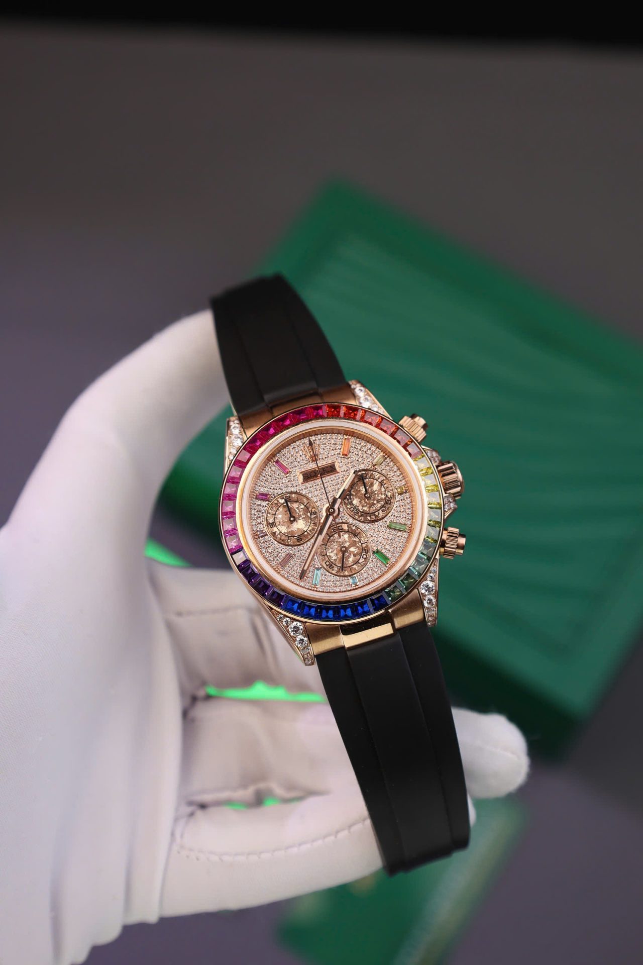 Rolex Daytona Rainbow Copies Watch Rubber Strap MS Factory 40mm - Elite Watch Atelier