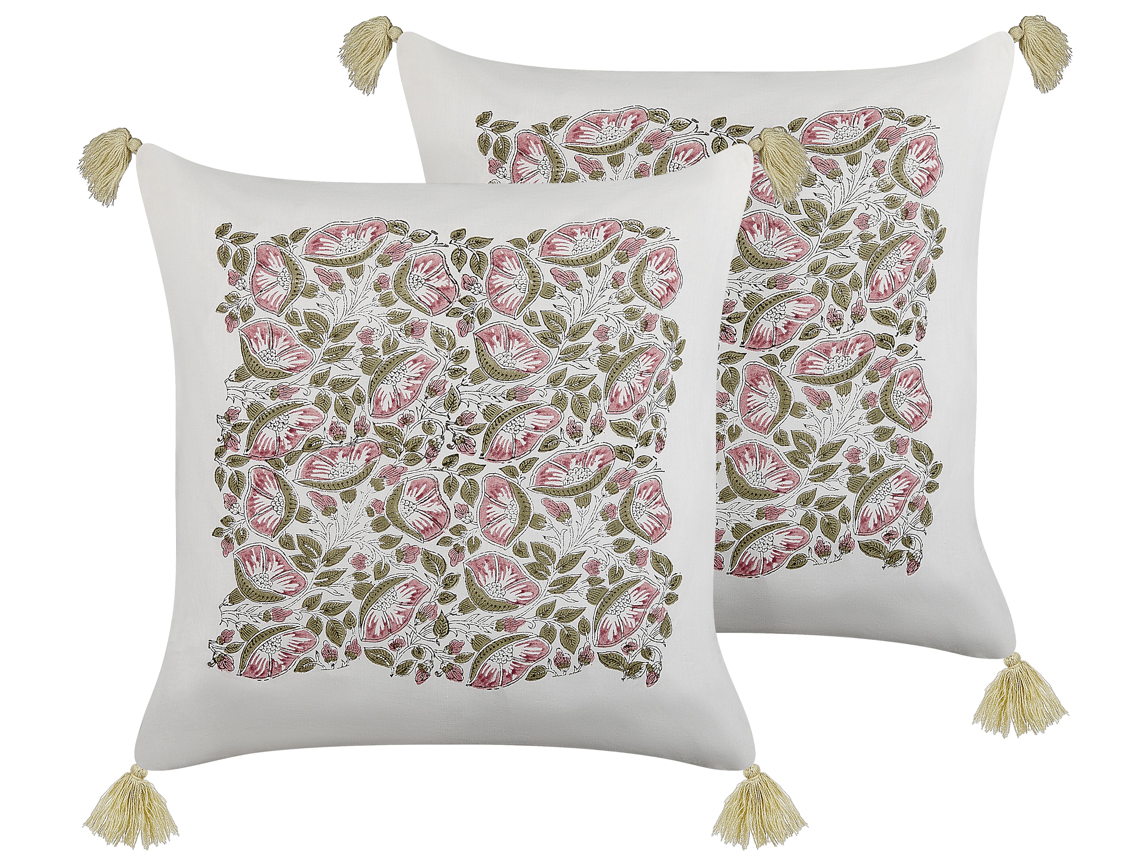 Set of 2 Decorative Cushions CARISSA Cotton 45 x 45 cm Multicolour Floral Pattern