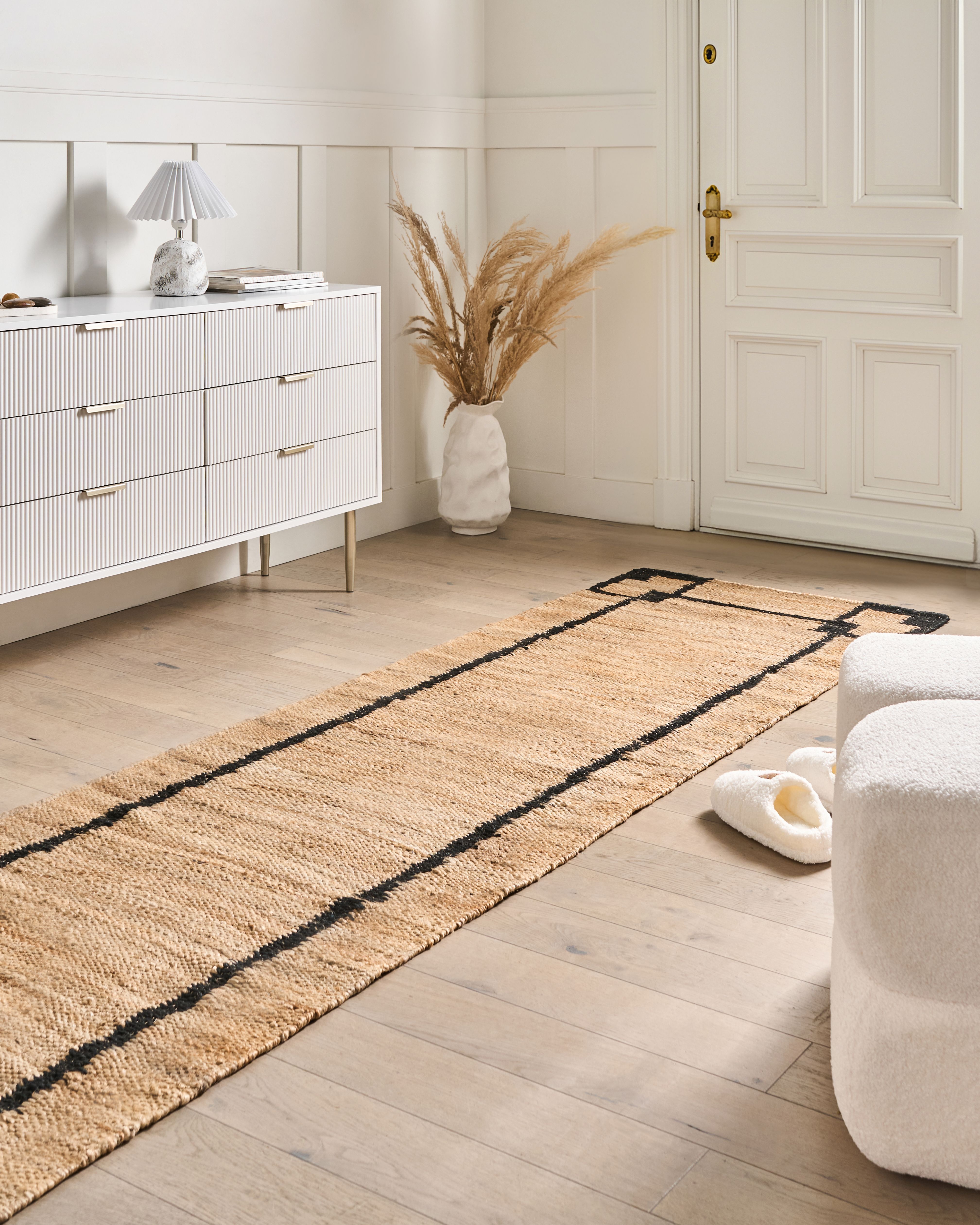 Rug GONDIA Black/ Beige 80 x 300 cm Jute
