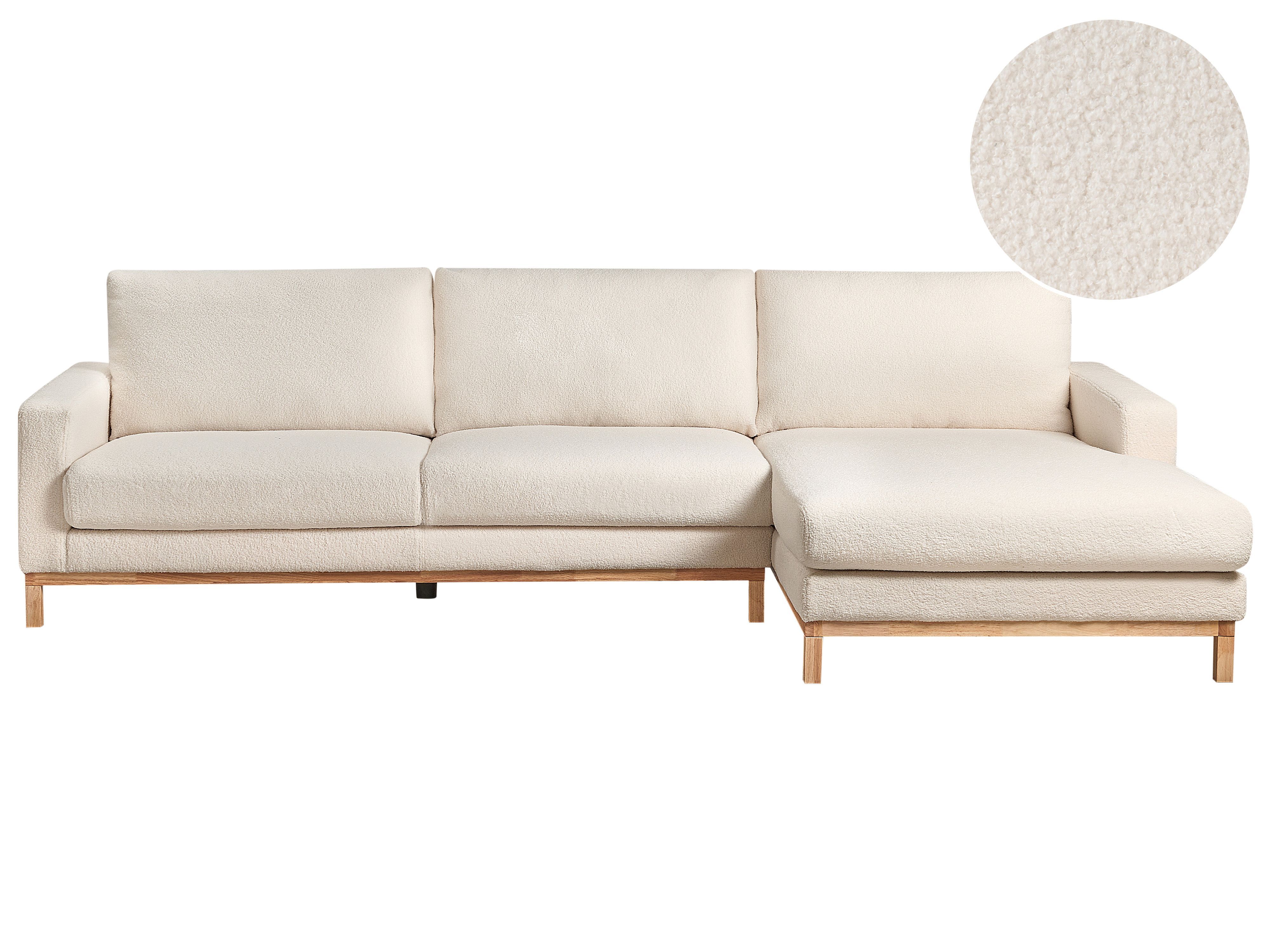 Corner Sofa 4 Seater SIGGARD Boucle White Left Hand