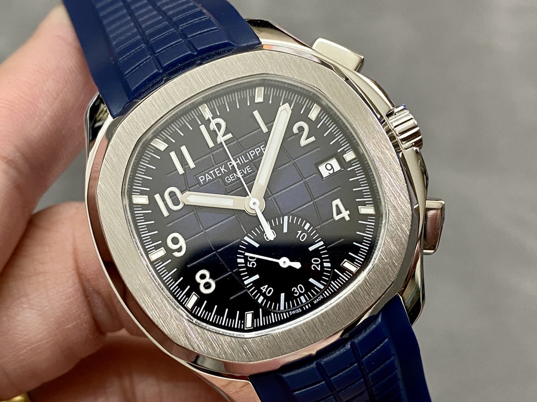Fake Patek Philippe Replica Watch Aquanaut Chronograph White Gold Blue Dial 5968G-001 MMA(1:1 replica) - Top club