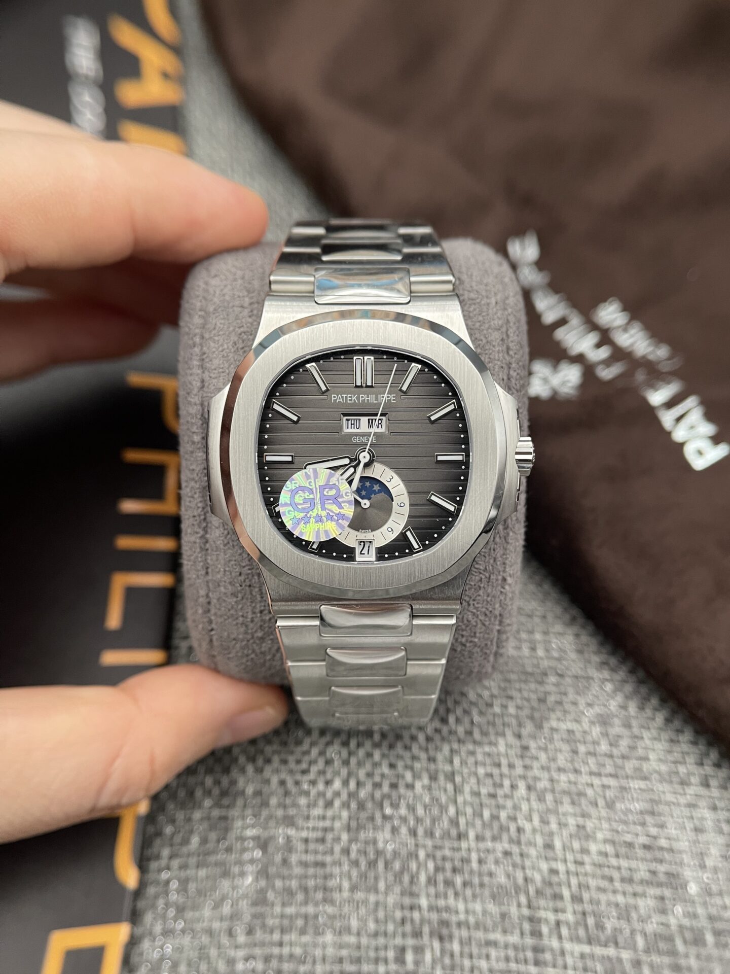 Patek Philippe Nautilus 5726 Best Replica Watch Gray Dial GRF 40.5mm - Elite Watch Atelier