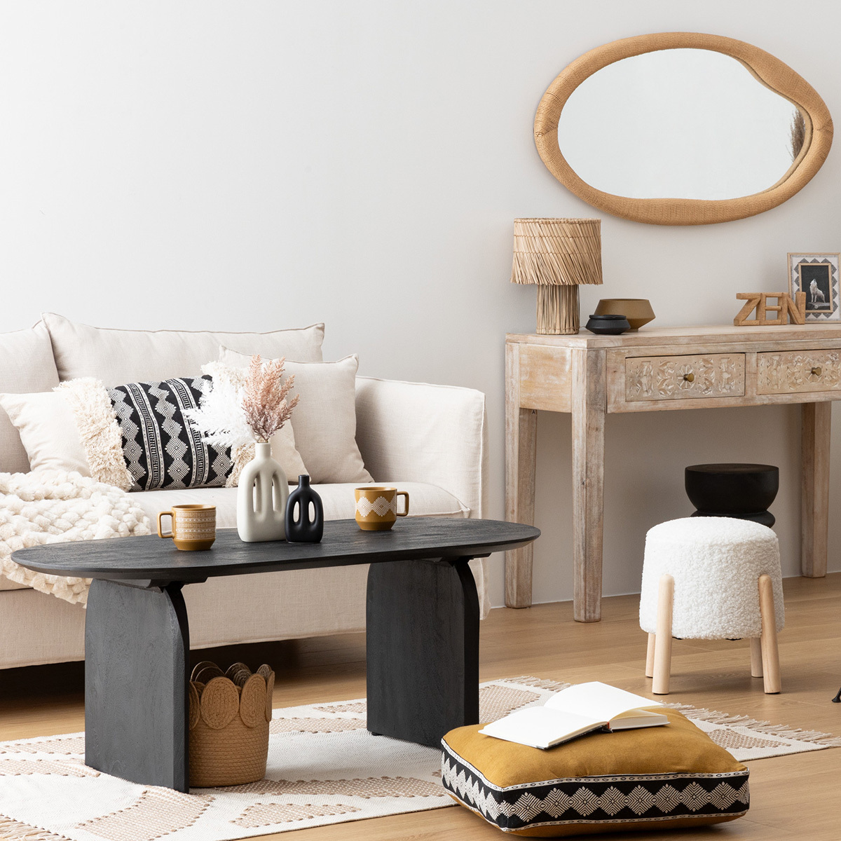 Side stool "Inuit" White terry