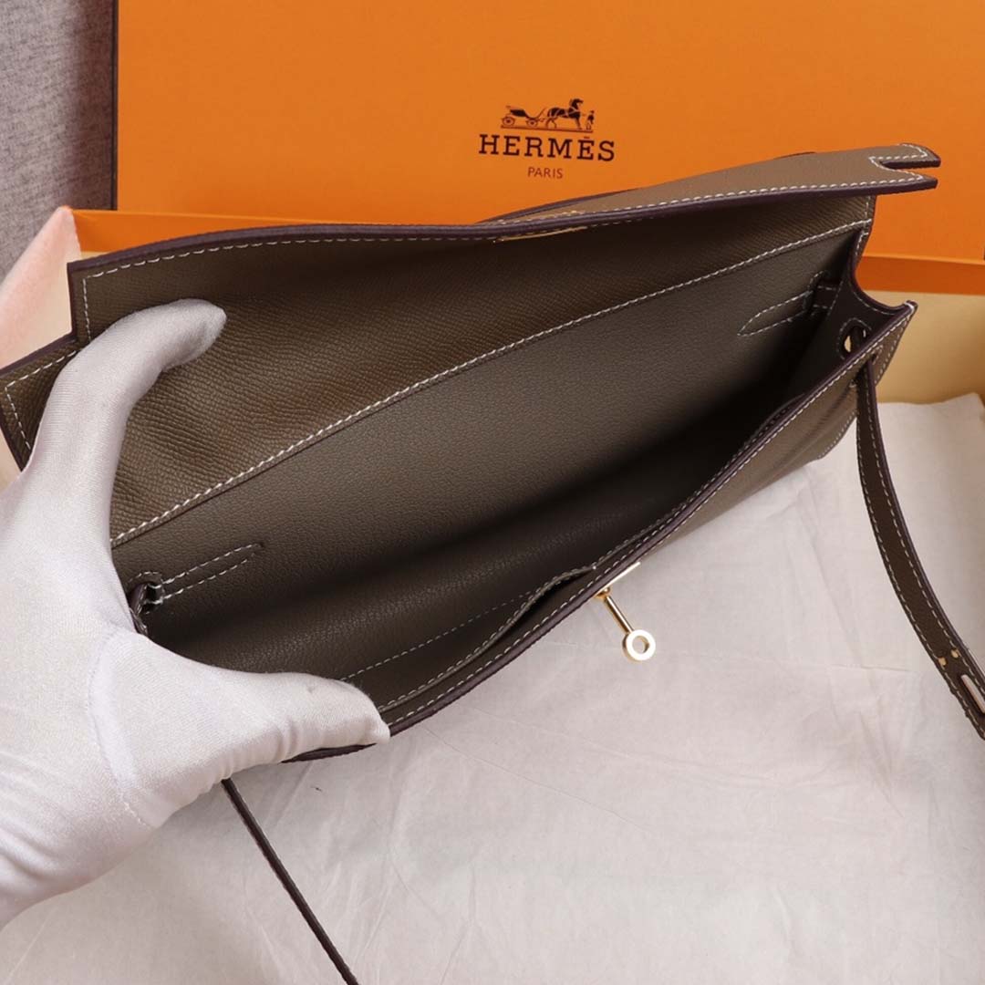 Replica Hermes Aaa-Kelly Cut Pochette Black/Brown/Blue1:1High-quality replica