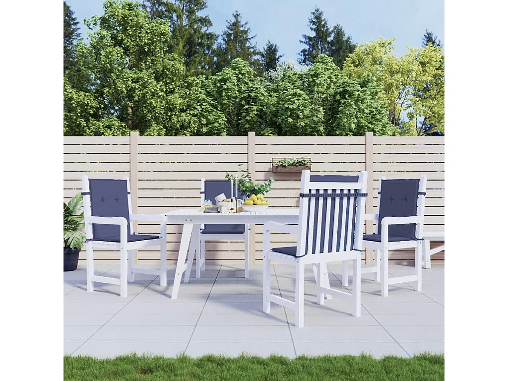 Coussins de chaise à dossier bas lot de 4 bleu marine tissu
