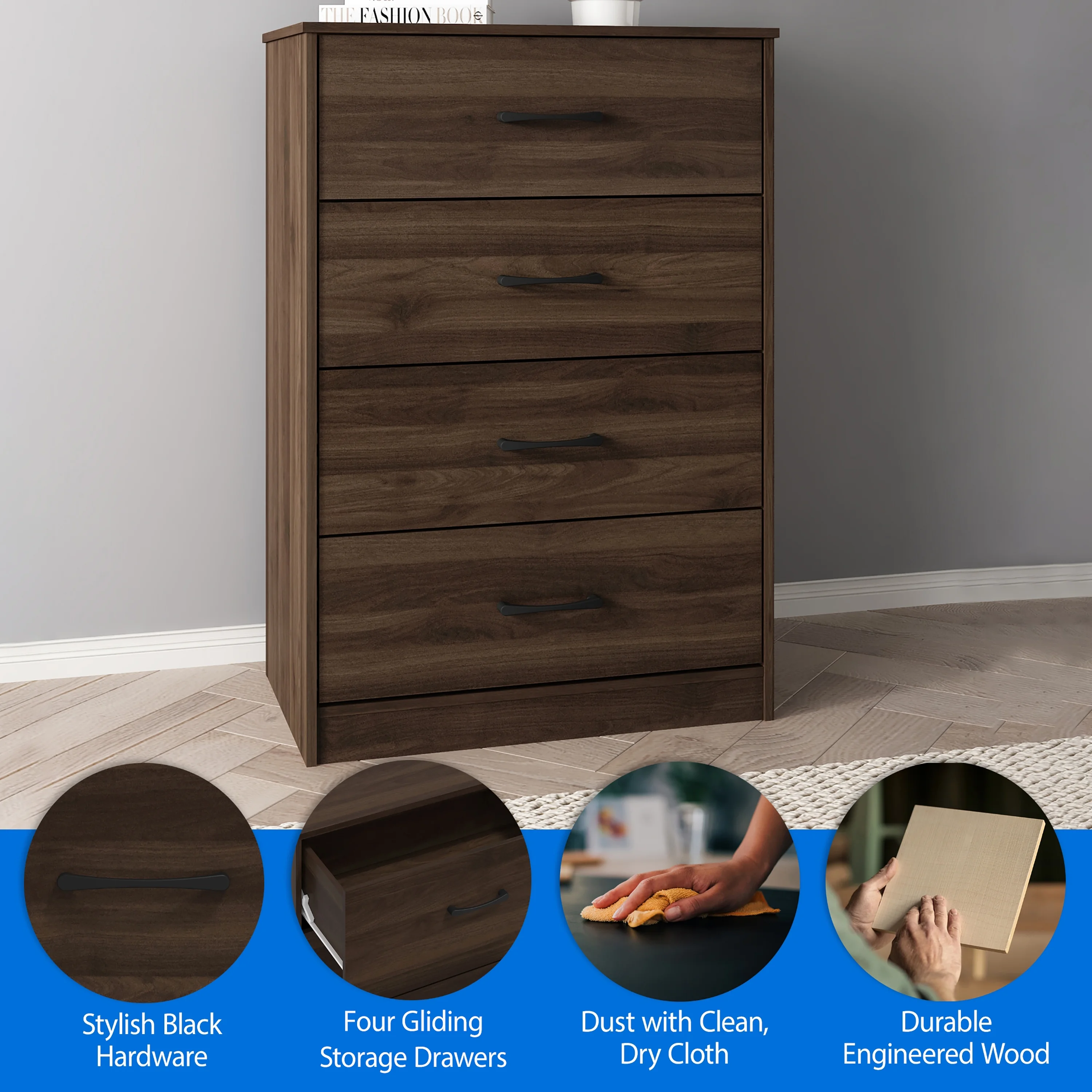 Mainstays Ardent 4 Drawer Dresser, Euro Oak - Image 41
