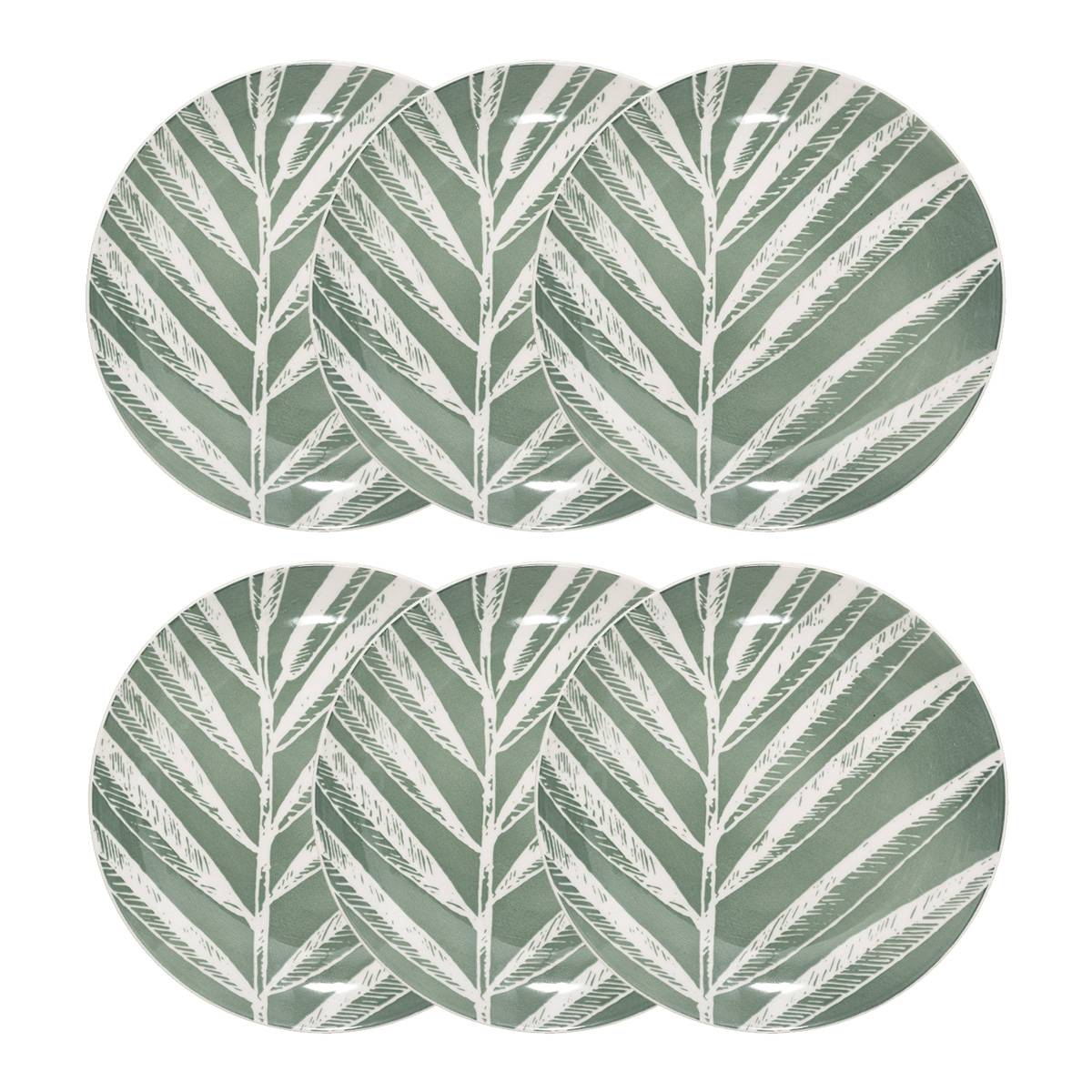 Set of 6 dessert plates "Green Harmony" D.19 cm, Green
