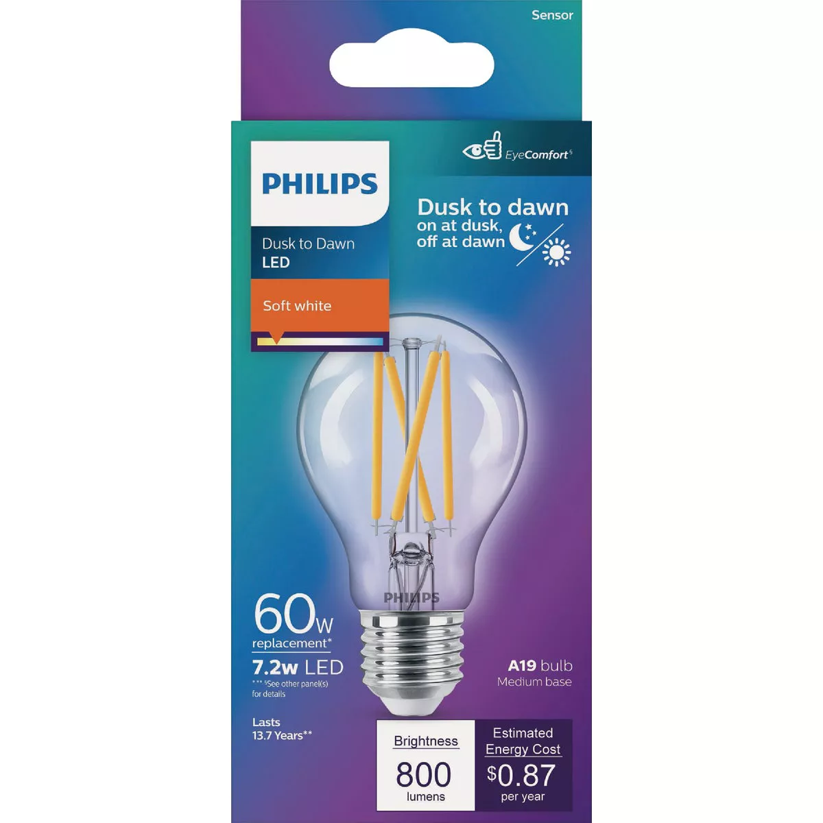 Philips 60W Equivalent Soft White A19 Medium Dusk to Dawn LED Light Bulb
