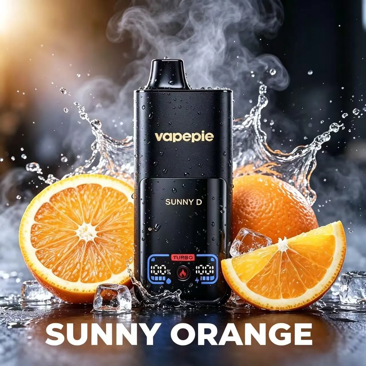VAPEPIE MEGA 70 000 puffów – Sunny Orange; ekran z poziomem baterii i tryb TURBO