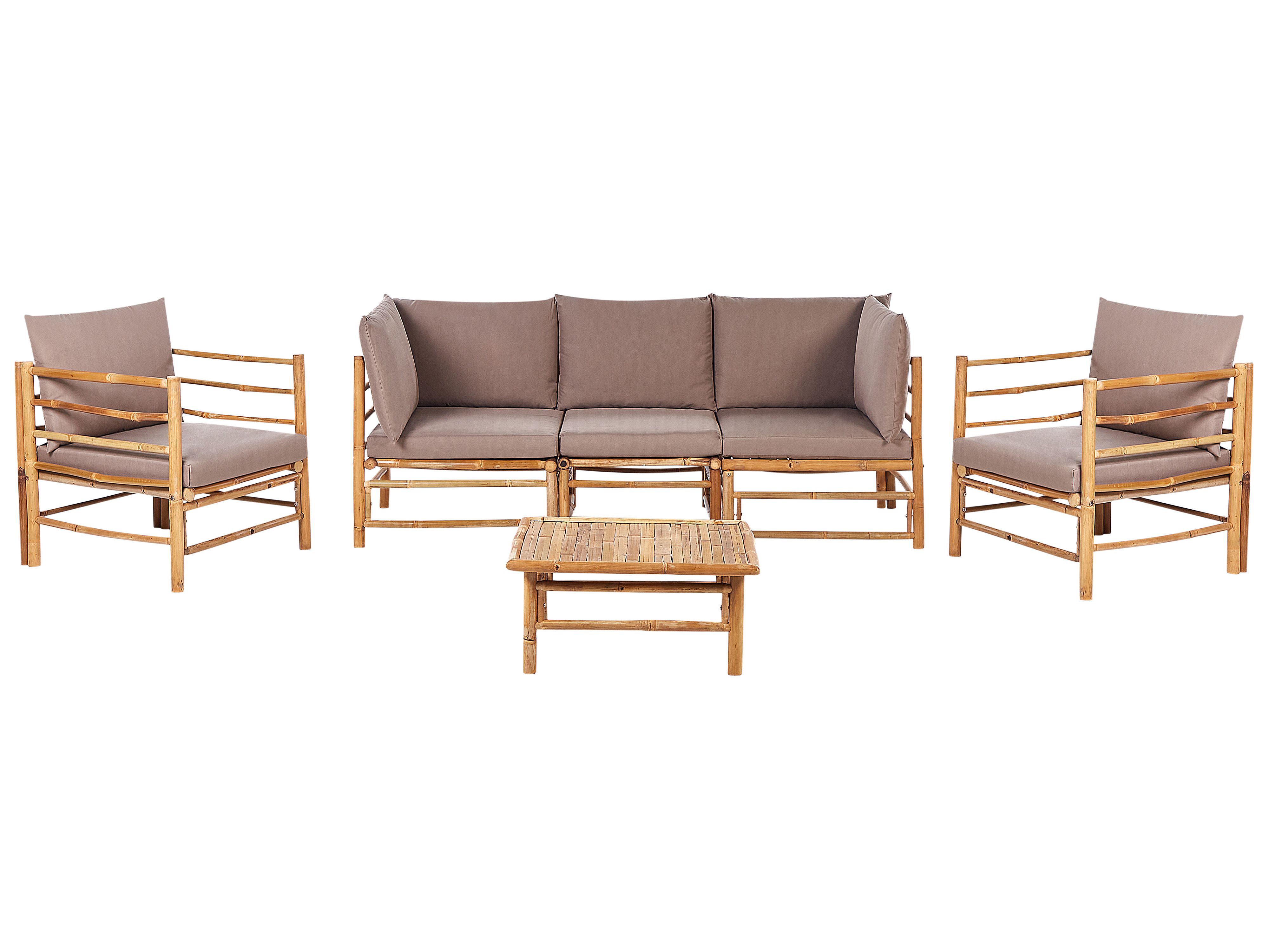 Garden Lounge Set with Table 5 Seater CERRETO Bamboo Taupe