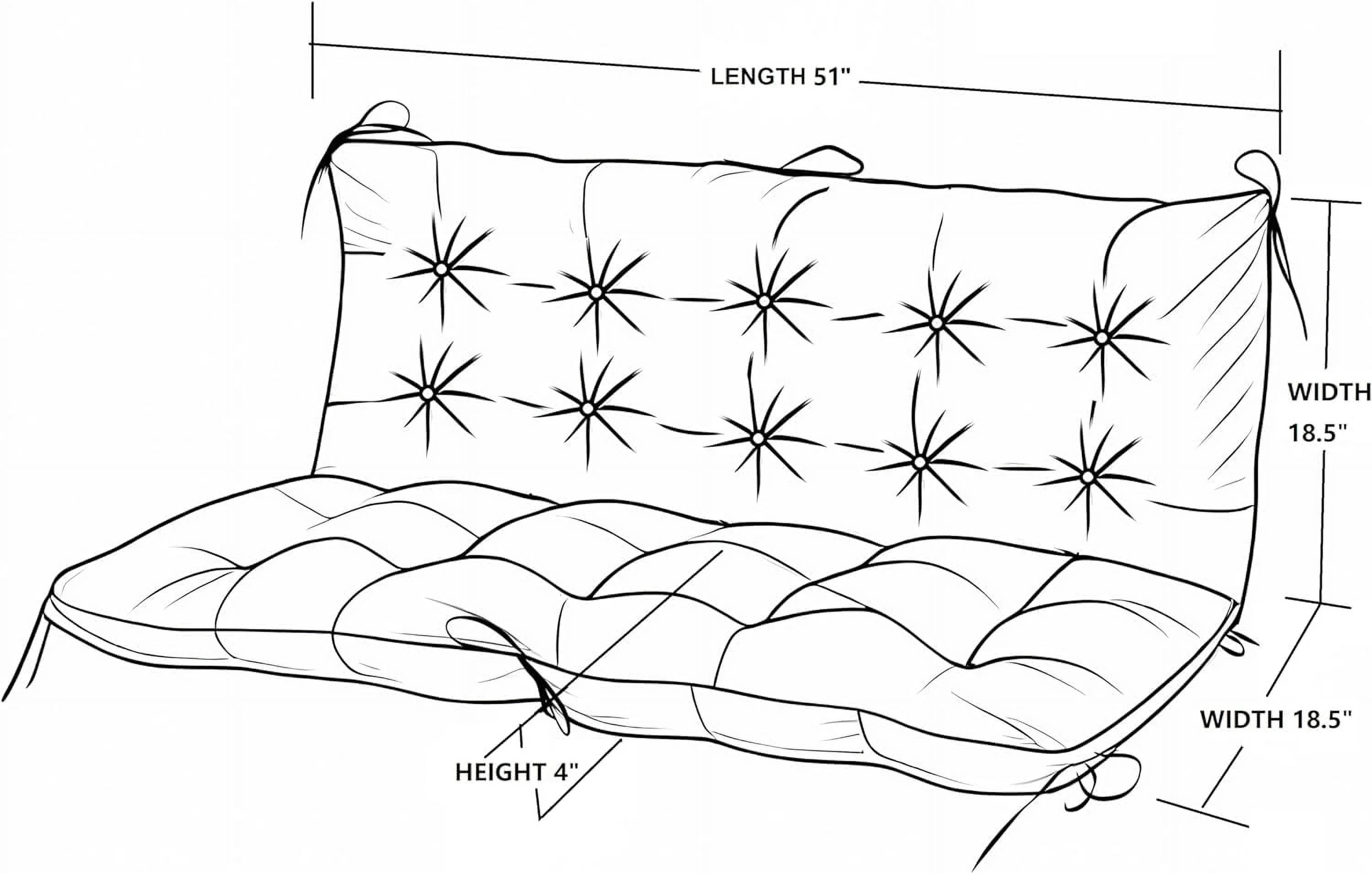 Outdoor/Indoor Bench Cushion,Porch Swing Replacement Cushions 2-3 Seater Loveseat Chair Pads with Backrest and Ties for Garden Patio Furniture (51inx40in, TAN/GREY)