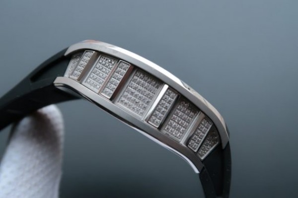 Replica Richard Mille RM057 Dragon Phoenix SS Case Diamonds Bezel Silver Dial Black Rubber Strap - Elite Watch Atelier