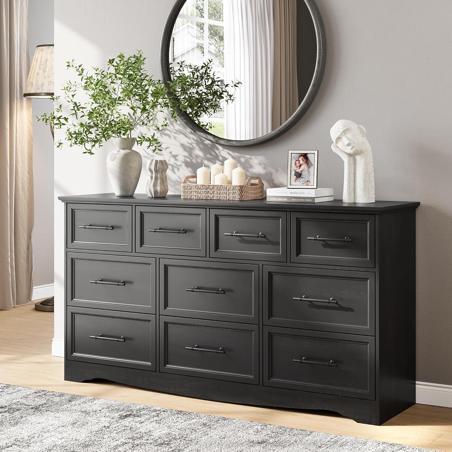 Black Dresser for Bedroom, 10 Drawer Dresser, 59