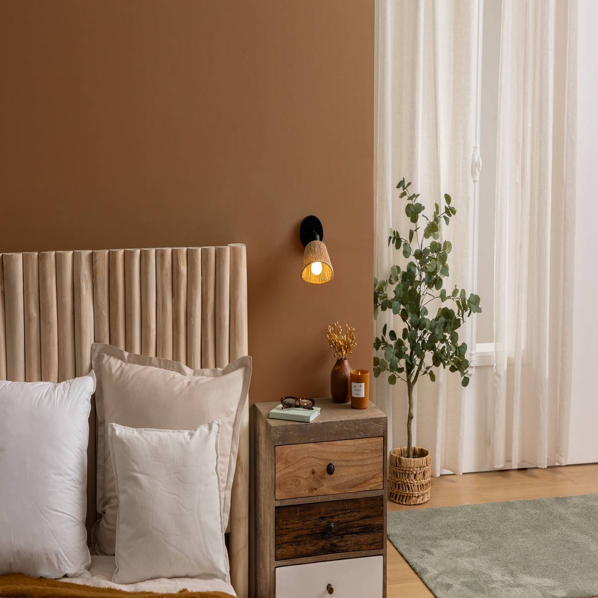 Wall/Ceiling Light "Myha" Beige, 10x10 cm