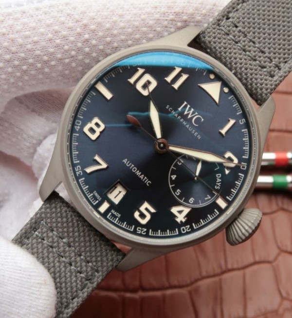 Replica IWC Big Pilot Custom Made Sandblasted SS Case Blue Dial - Elite Watch Atelier